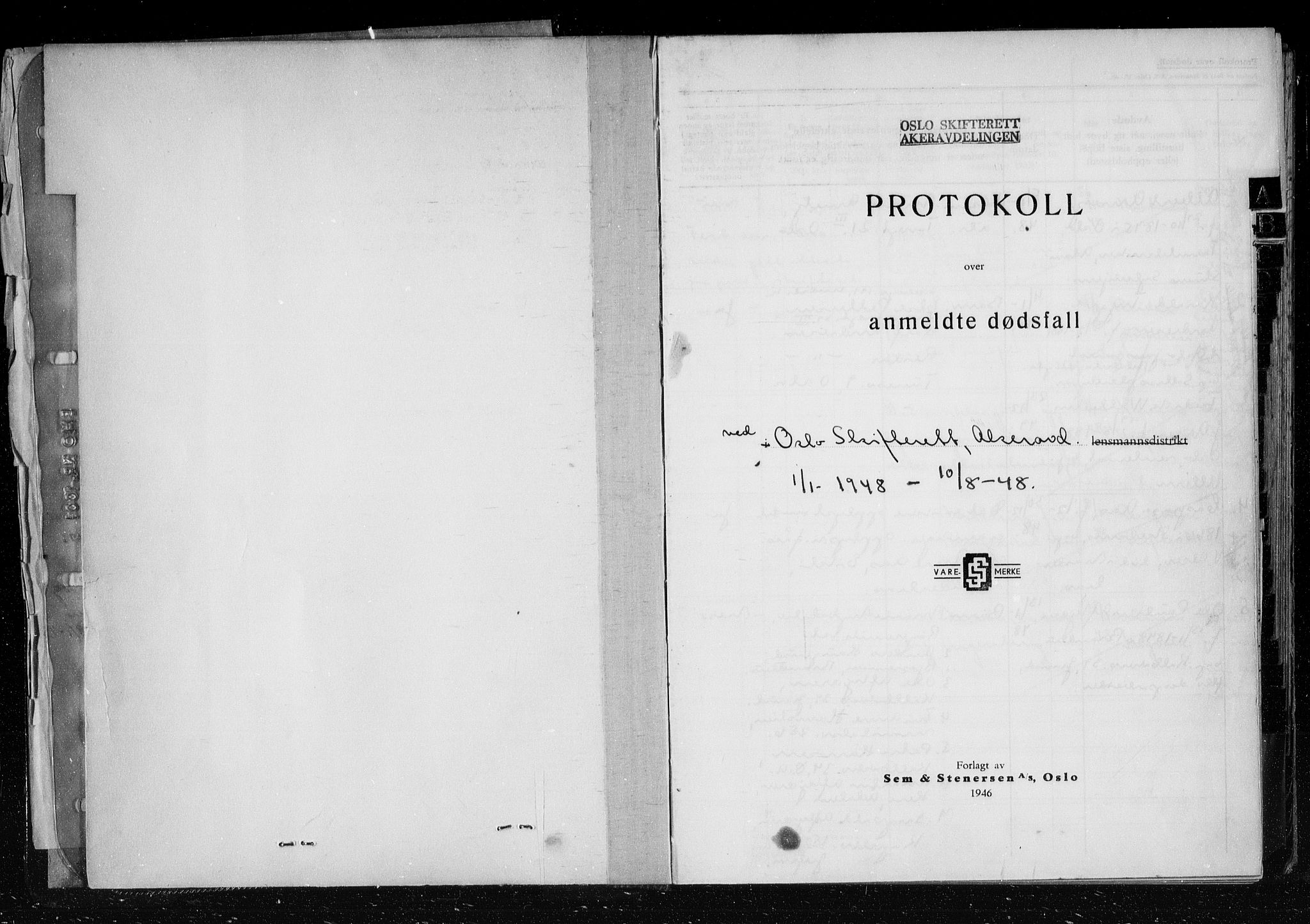 Oslo skifterett, AV/SAO-A-10383/G/Ga/Gad/L0001: Dødsfallsprotokoll - avd. III, 1948