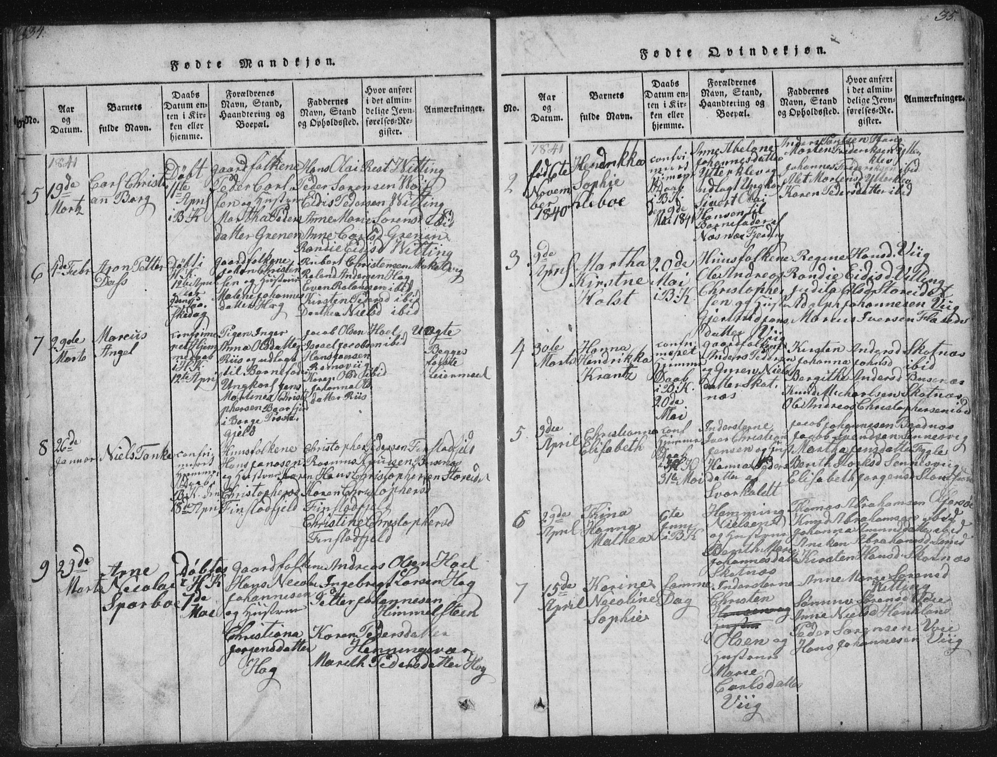 Ministerialprotokoller, klokkerbøker og fødselsregistre - Nordland, SAT/A-1459/881/L1164: Parish register (copy) no. 881C01, 1818-1853, p. 34-35