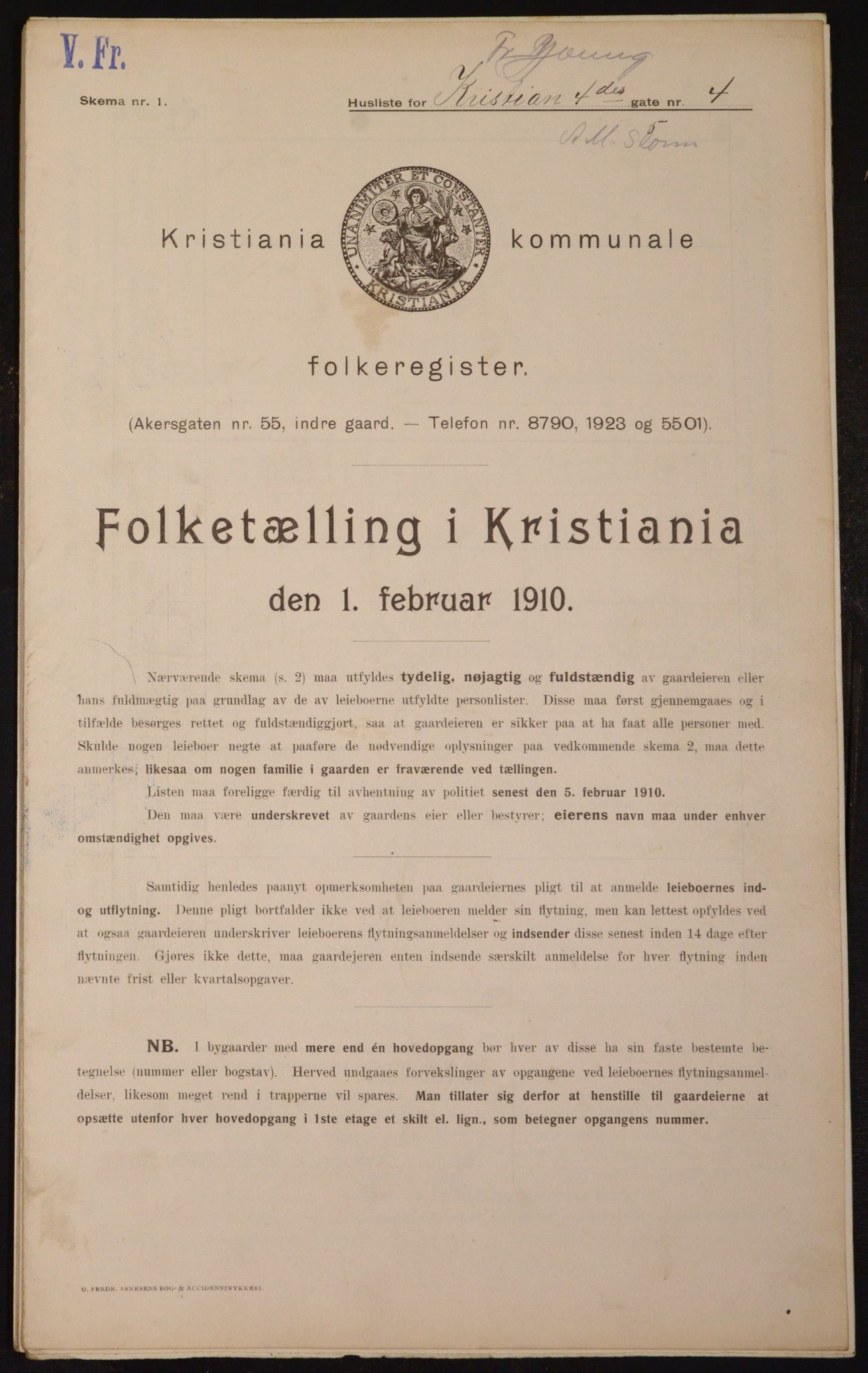 OBA, Municipal Census 1910 for Kristiania, 1910, p. 52542