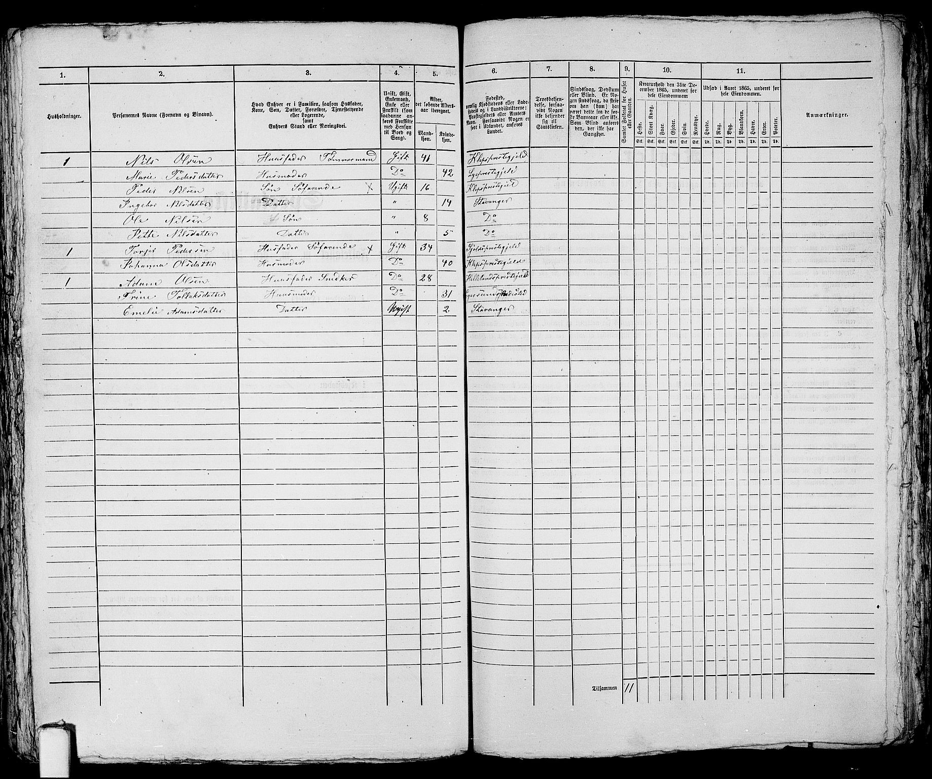 RA, 1865 census for Stavanger, 1865, p. 467