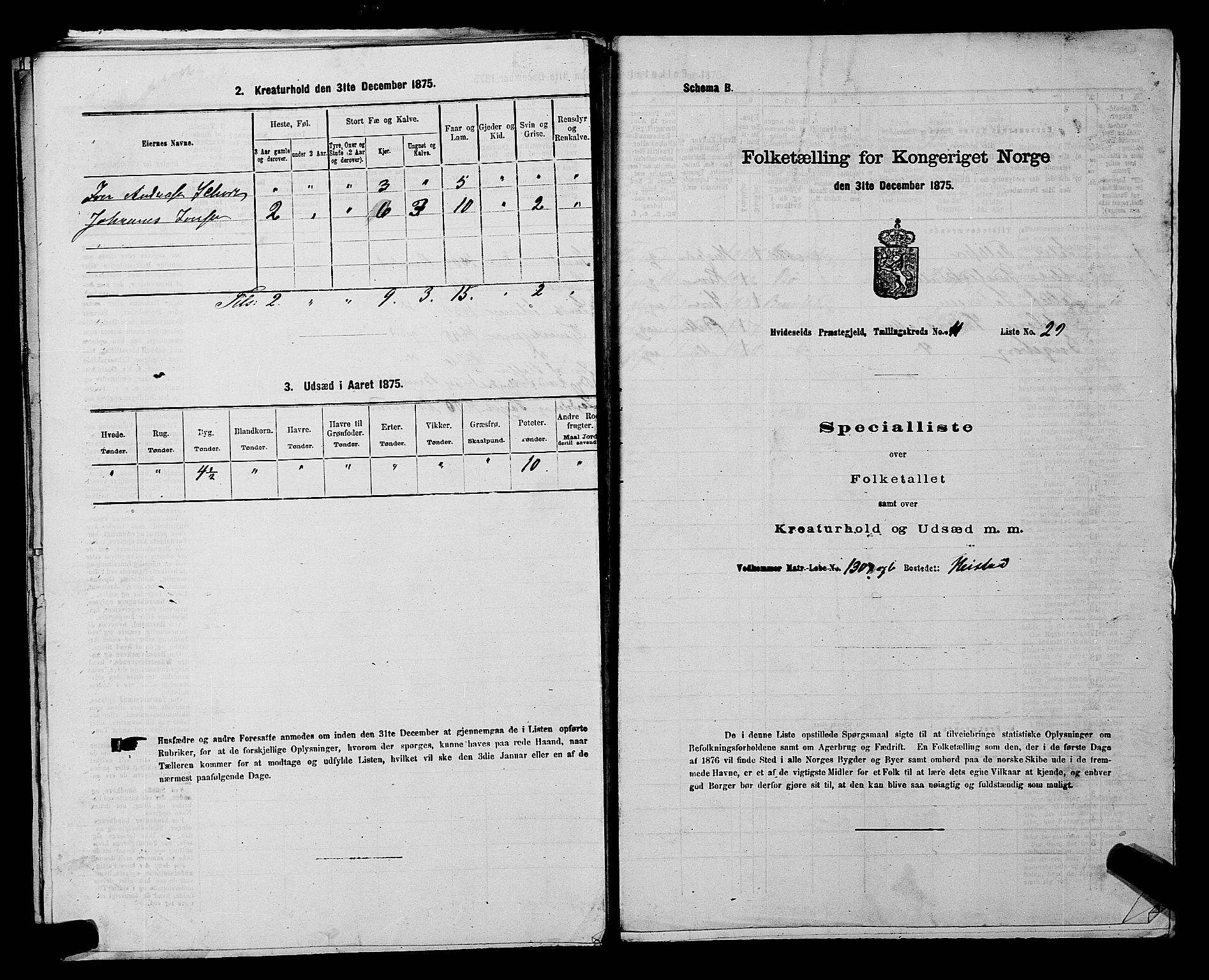 SAKO, 1875 census for 0829P Kviteseid, 1875, p. 944