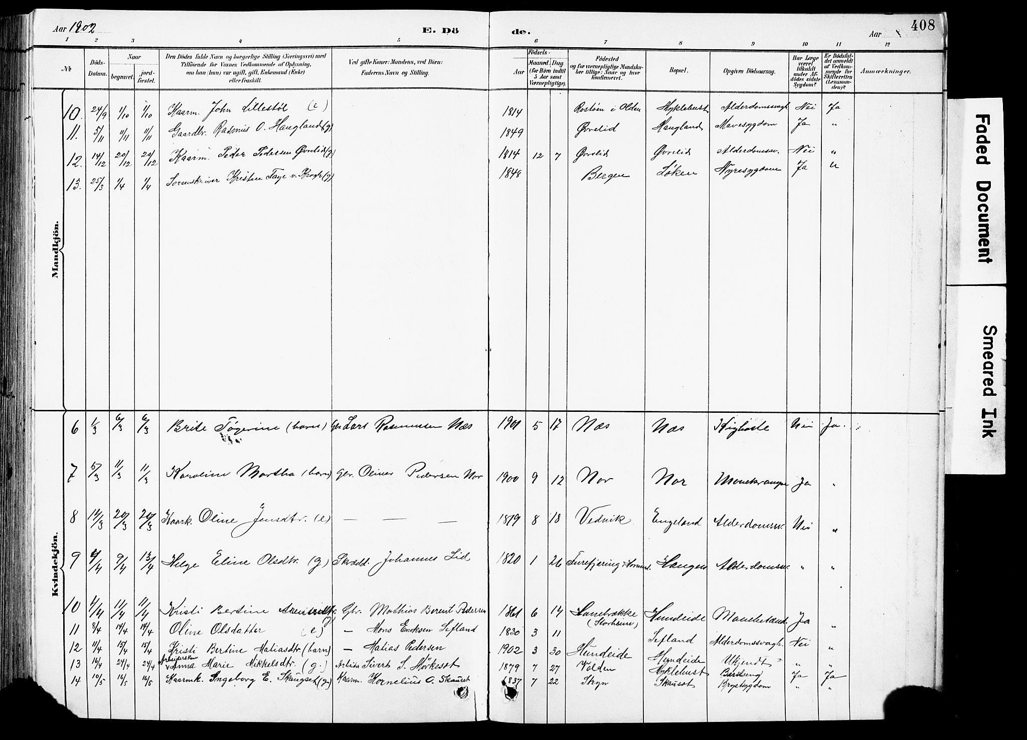 Eid sokneprestembete, AV/SAB-A-82301/H/Hab/Habb/L0002: Parish register (copy) no. B 2, 1882-1907, p. 408