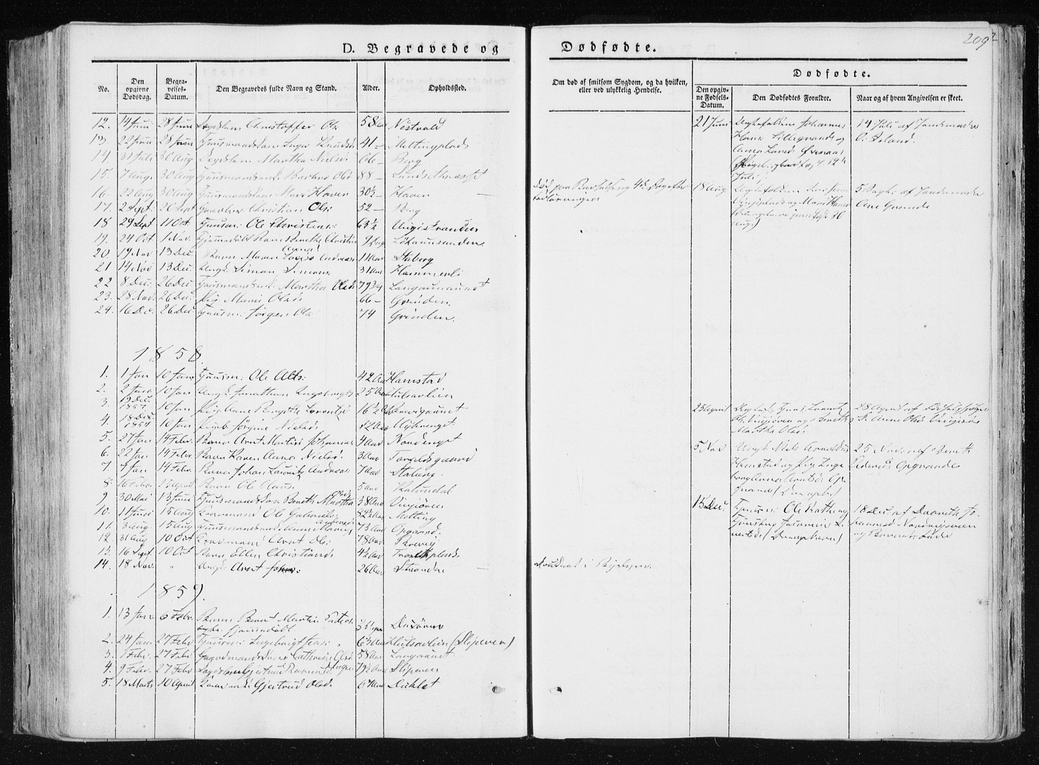 Ministerialprotokoller, klokkerbøker og fødselsregistre - Nord-Trøndelag, SAT/A-1458/733/L0323: Parish register (official) no. 733A02, 1843-1870, p. 209
