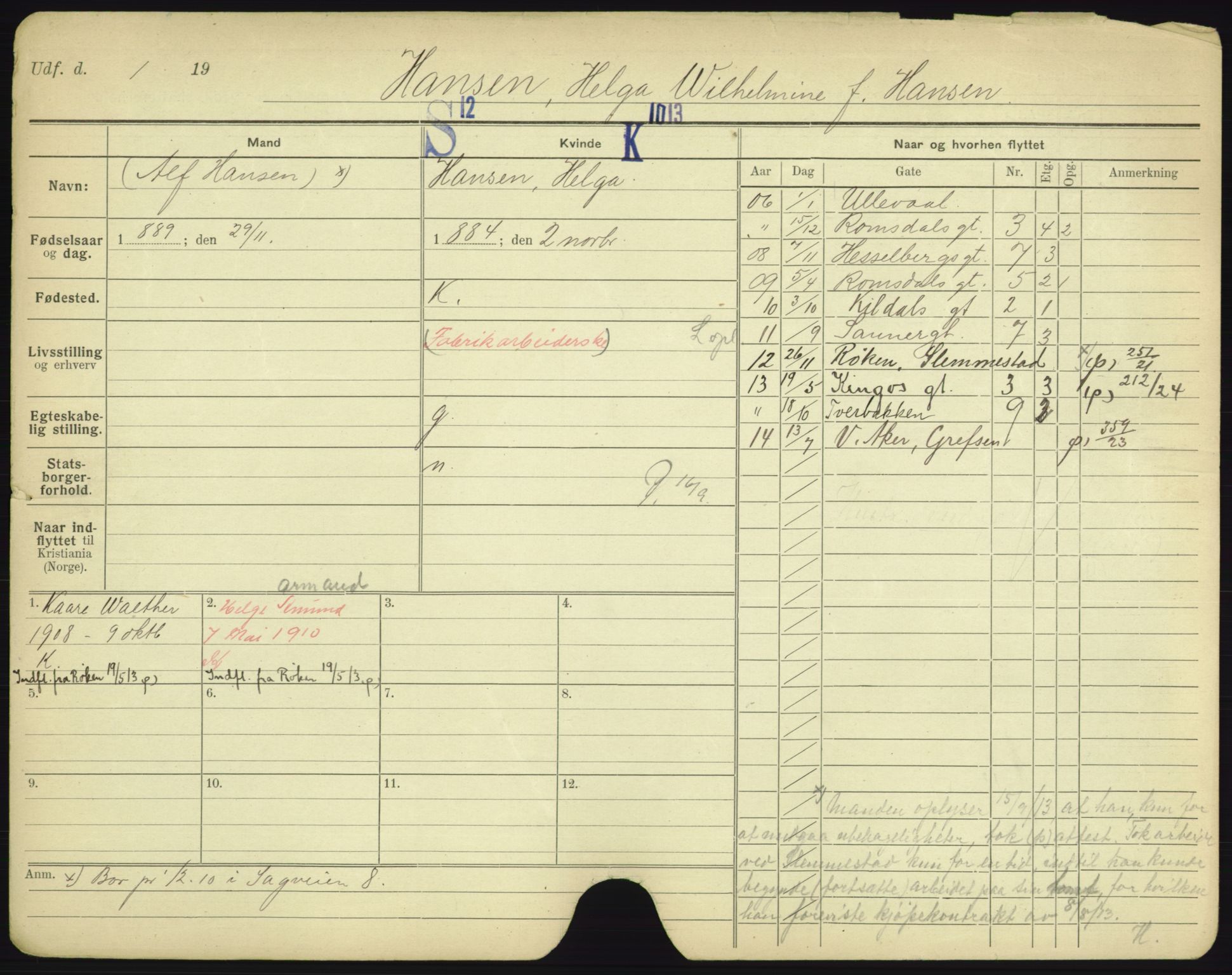 Oslo folkeregister, Registerkort, AV/SAO-A-11715/F/Fa/Fac/L0003: Menn, 1906-1914, p. 1206a