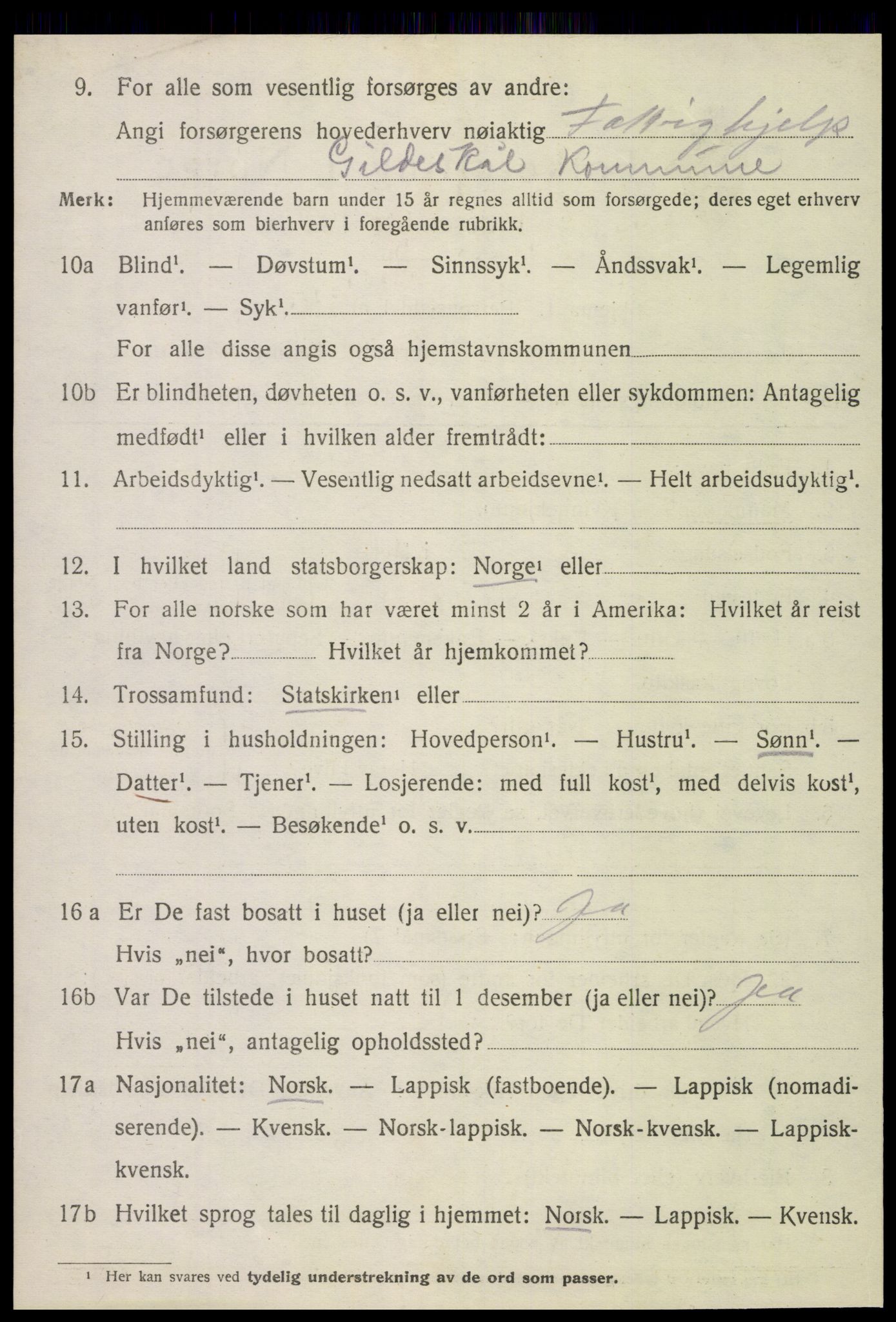 SAT, 1920 census for Gildeskål, 1920, p. 10173