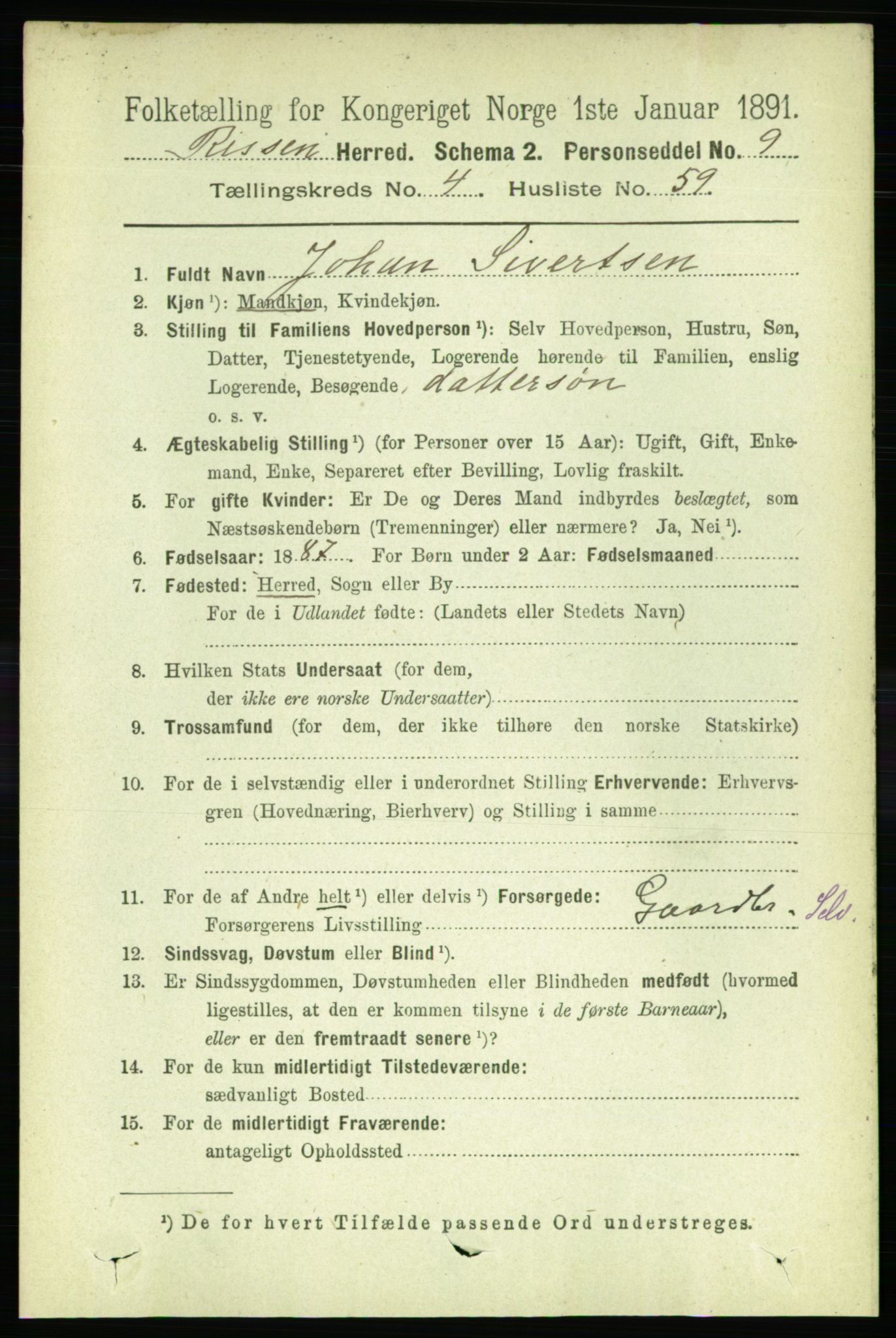 RA, 1891 census for 1624 Rissa, 1891, p. 2584