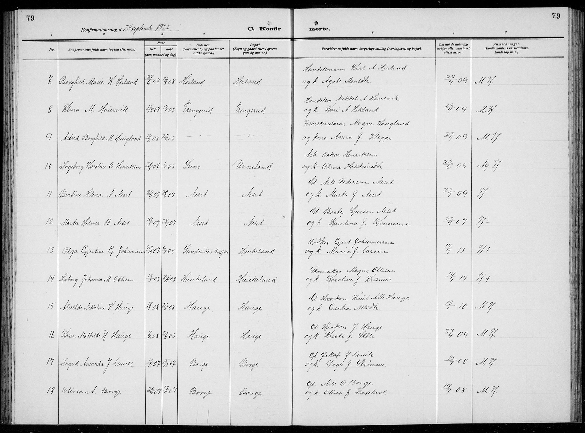 Arna Sokneprestembete, AV/SAB-A-74001/H/Ha/Hab: Parish register (copy) no. A  6, 1922-1936, p. 79