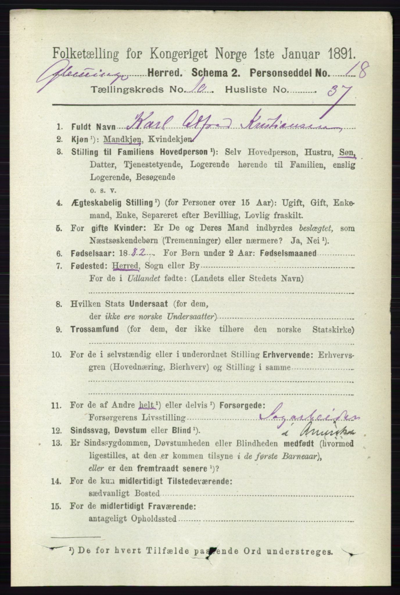 RA, 1891 census for 0132 Glemmen, 1891, p. 10262