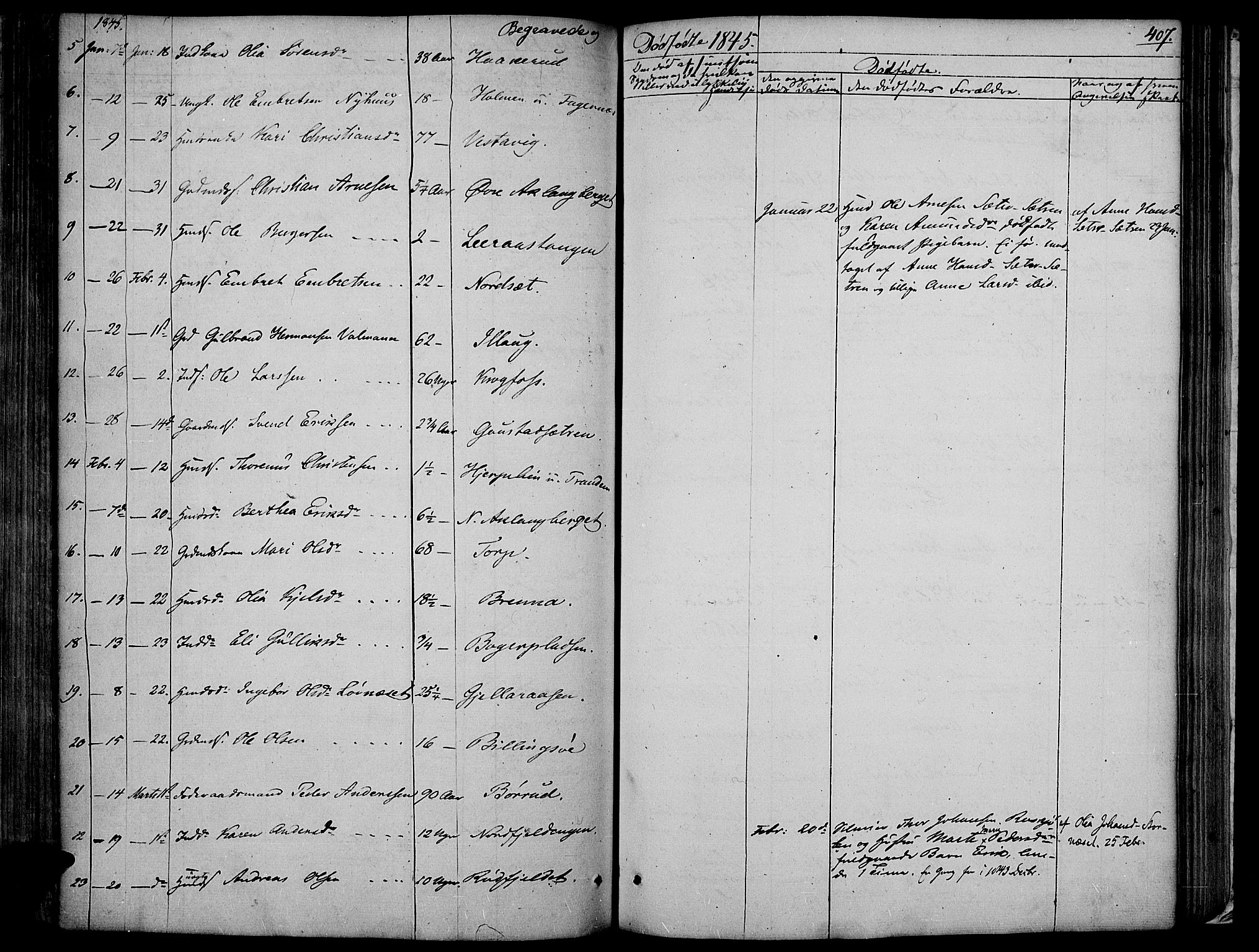 Vinger prestekontor, AV/SAH-PREST-024/H/Ha/Haa/L0008: Parish register (official) no. 8, 1839-1847, p. 407