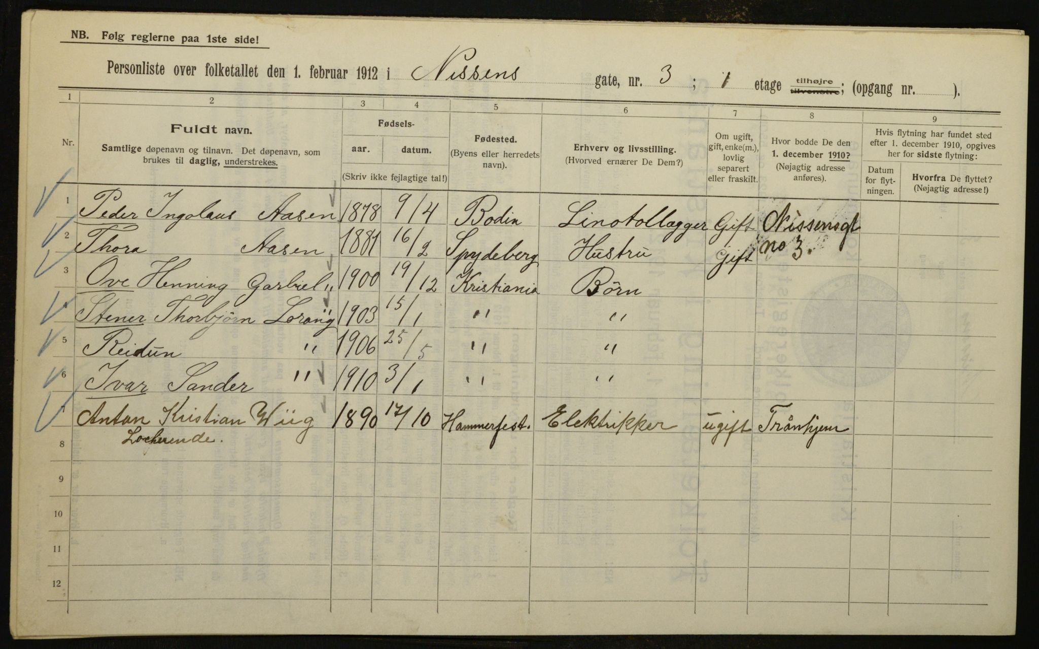OBA, Municipal Census 1912 for Kristiania, 1912, p. 71738