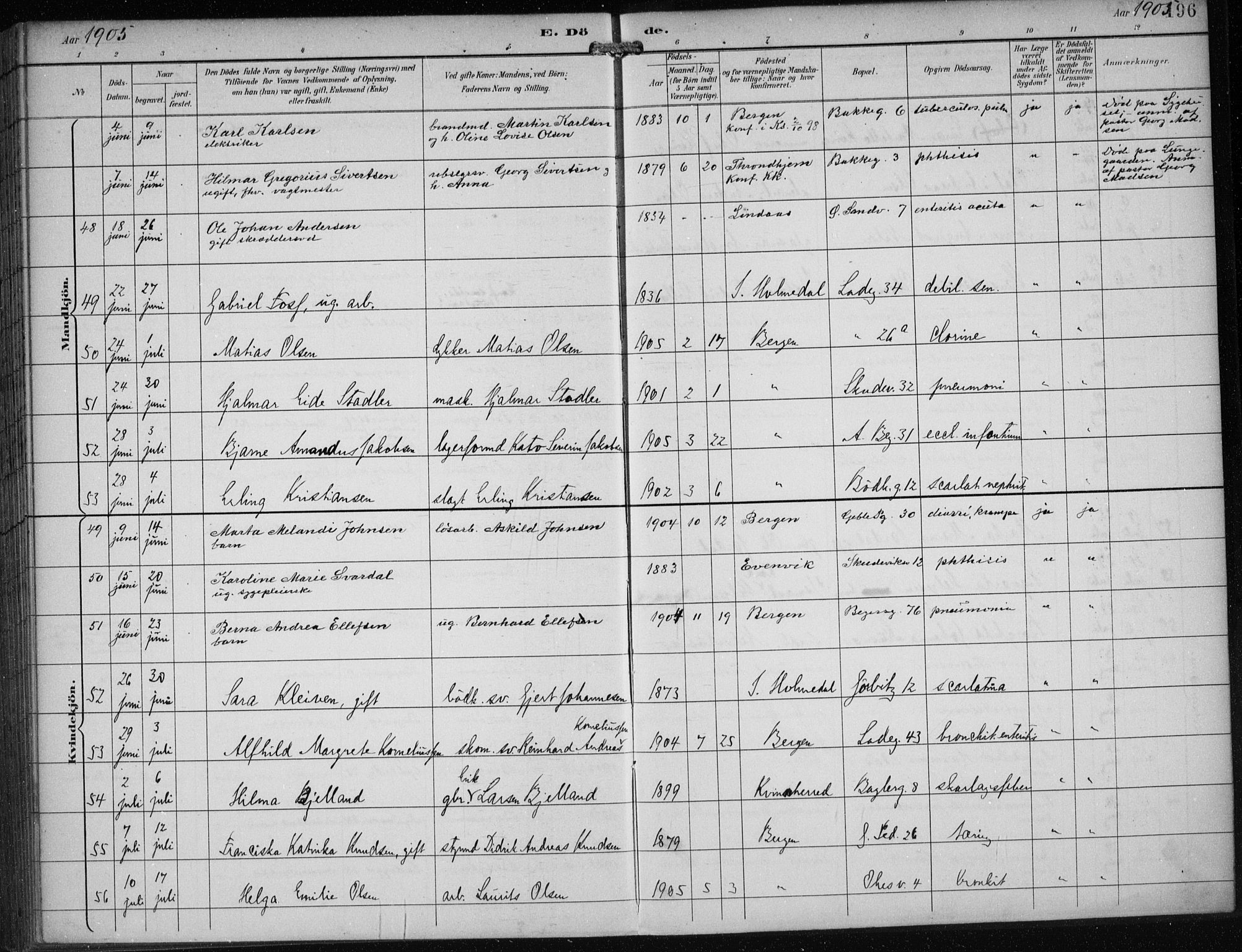 Sandviken Sokneprestembete, AV/SAB-A-77601/H/Ha/L0018: Parish register (official) no. E 1, 1893-1905, p. 196