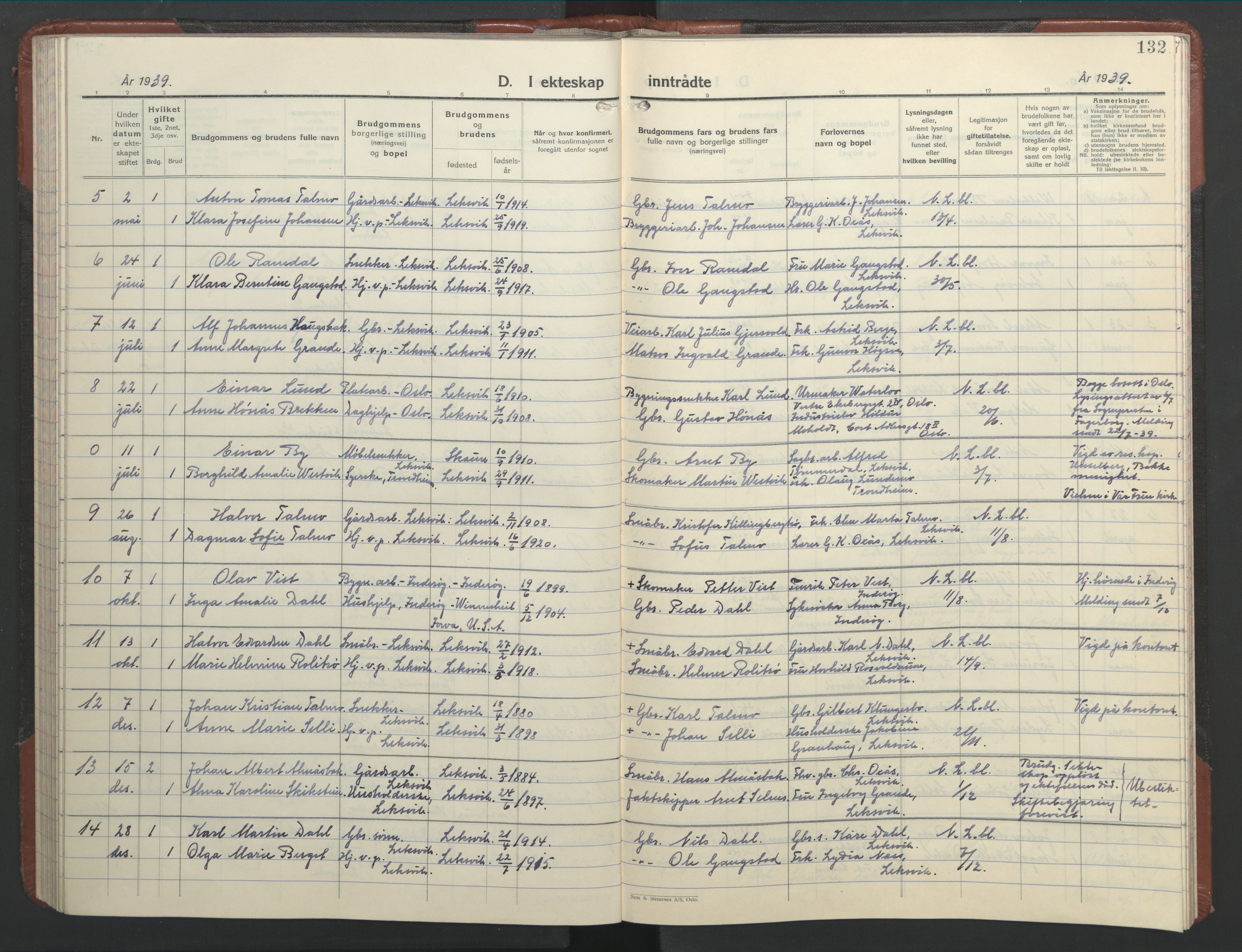 Ministerialprotokoller, klokkerbøker og fødselsregistre - Nord-Trøndelag, SAT/A-1458/701/L0019: Parish register (copy) no. 701C03, 1930-1953, p. 132