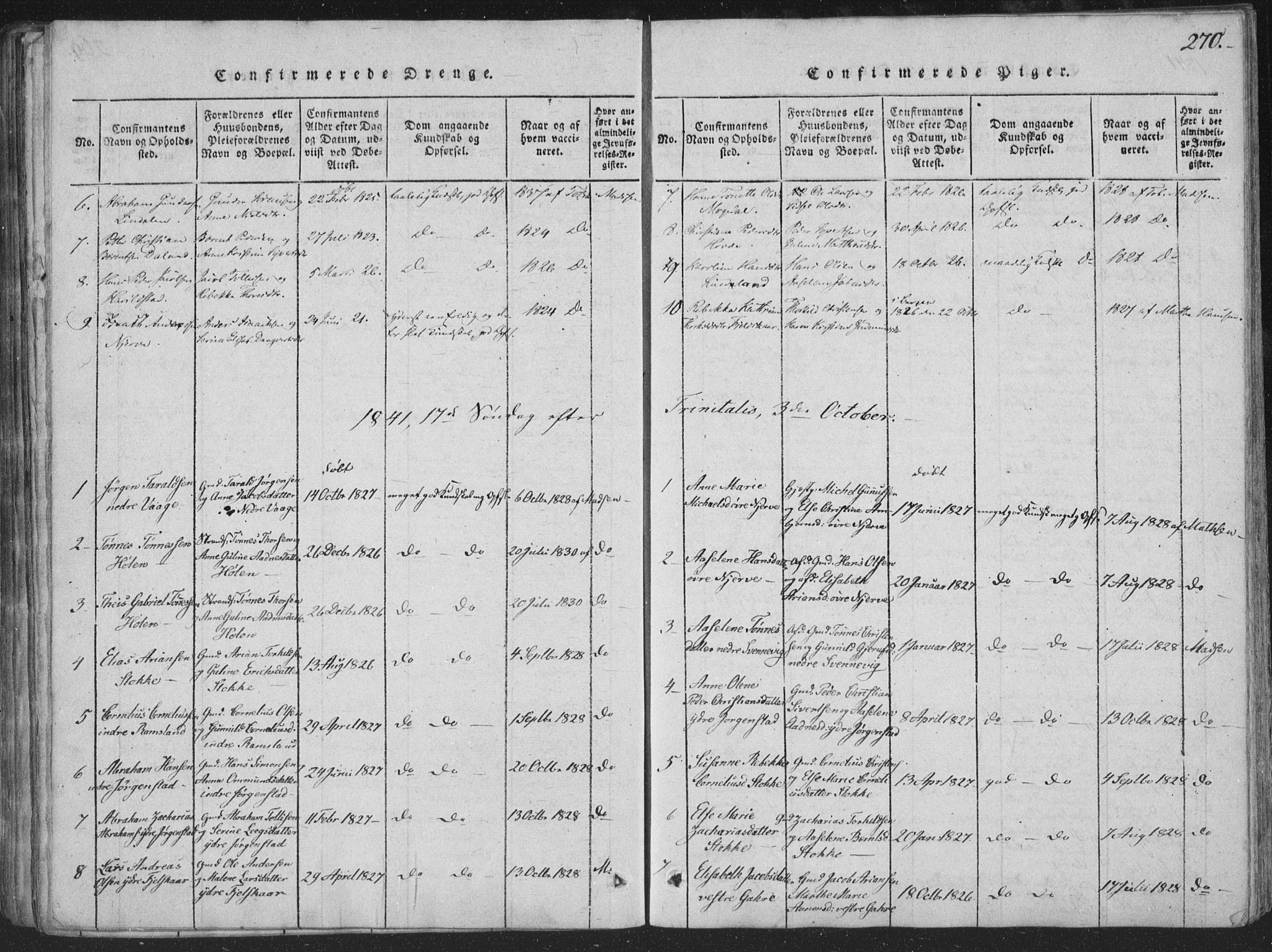 Sør-Audnedal sokneprestkontor, SAK/1111-0039/F/Fa/Faa/L0001: Parish register (official) no. A 1, 1816-1848, p. 270