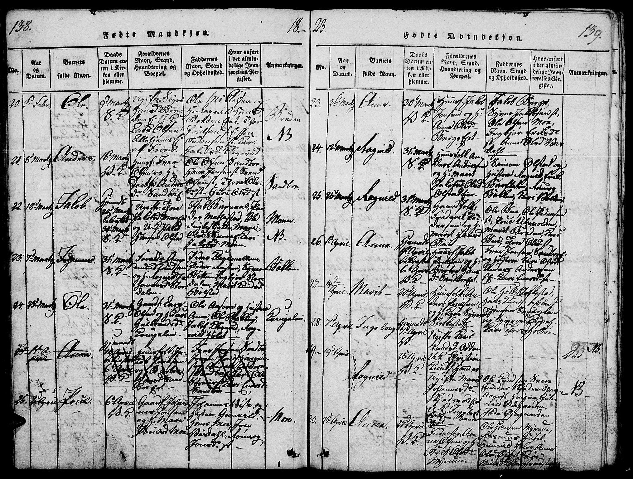 Vågå prestekontor, SAH/PREST-076/H/Ha/Haa/L0003: Parish register (official) no. 3, 1815-1827, p. 138-139