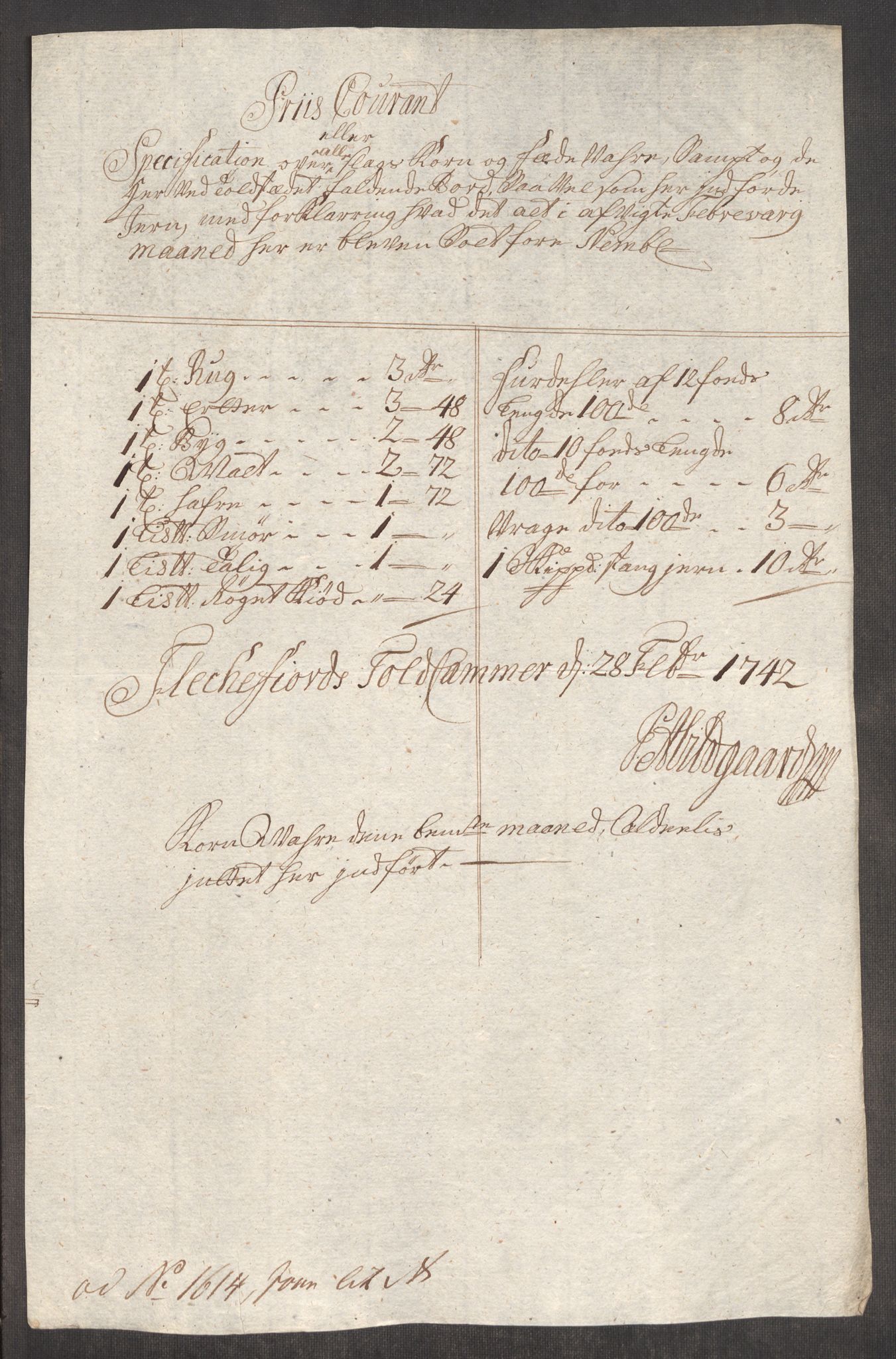 Rentekammeret inntil 1814, Realistisk ordnet avdeling, RA/EA-4070/Oe/L0002: [Ø1]: Priskuranter, 1740-1744, p. 592