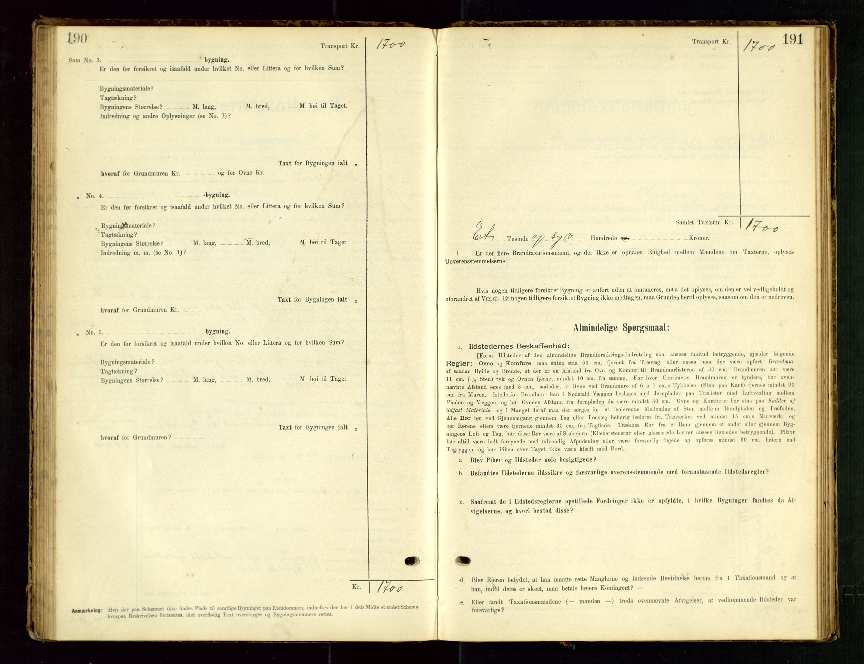 Hå lensmannskontor, SAST/A-100456/Goa/L0003: Takstprotokoll (skjema), 1895-1911, p. 190-191