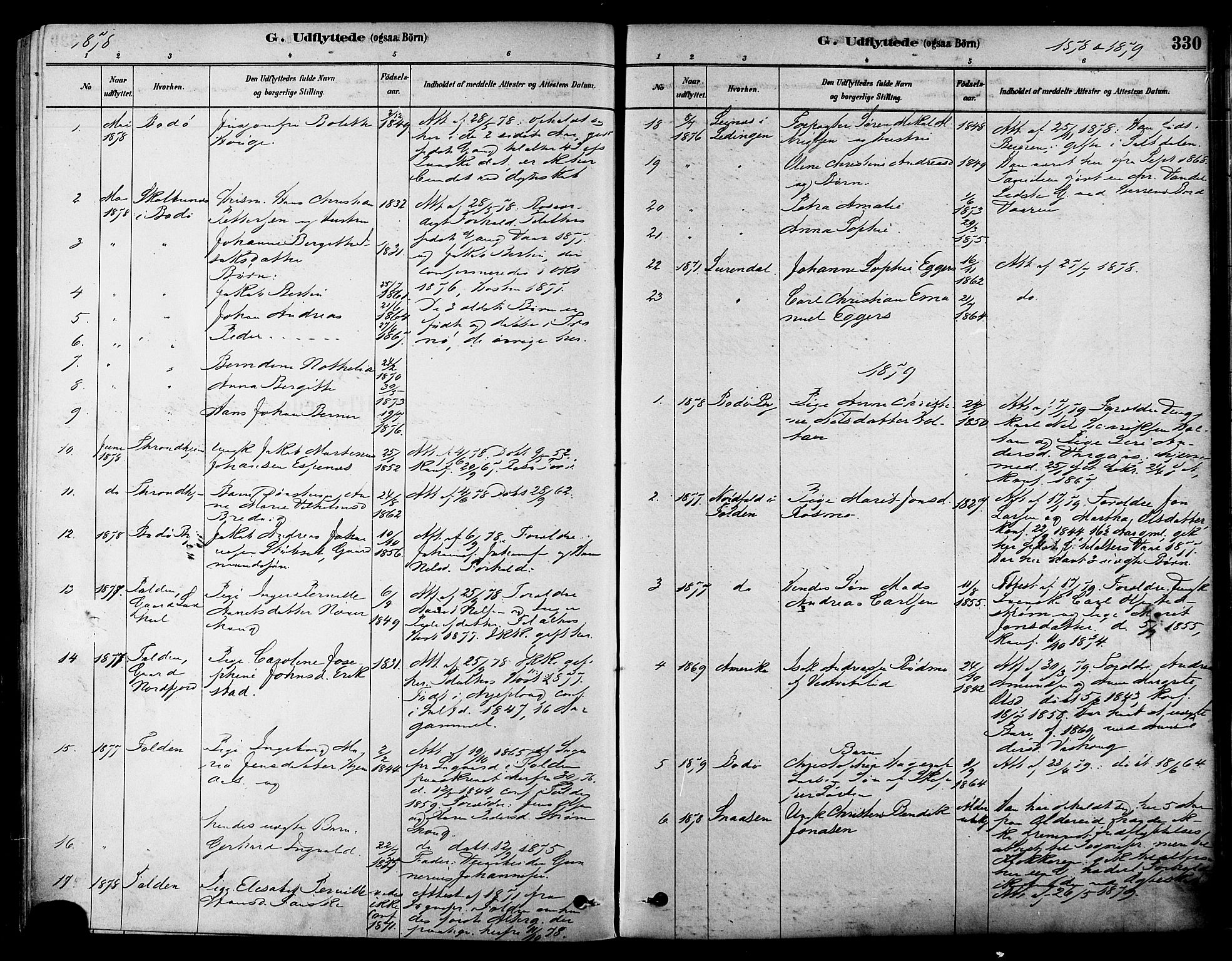 Ministerialprotokoller, klokkerbøker og fødselsregistre - Nordland, SAT/A-1459/852/L0740: Parish register (official) no. 852A10, 1878-1894, p. 330