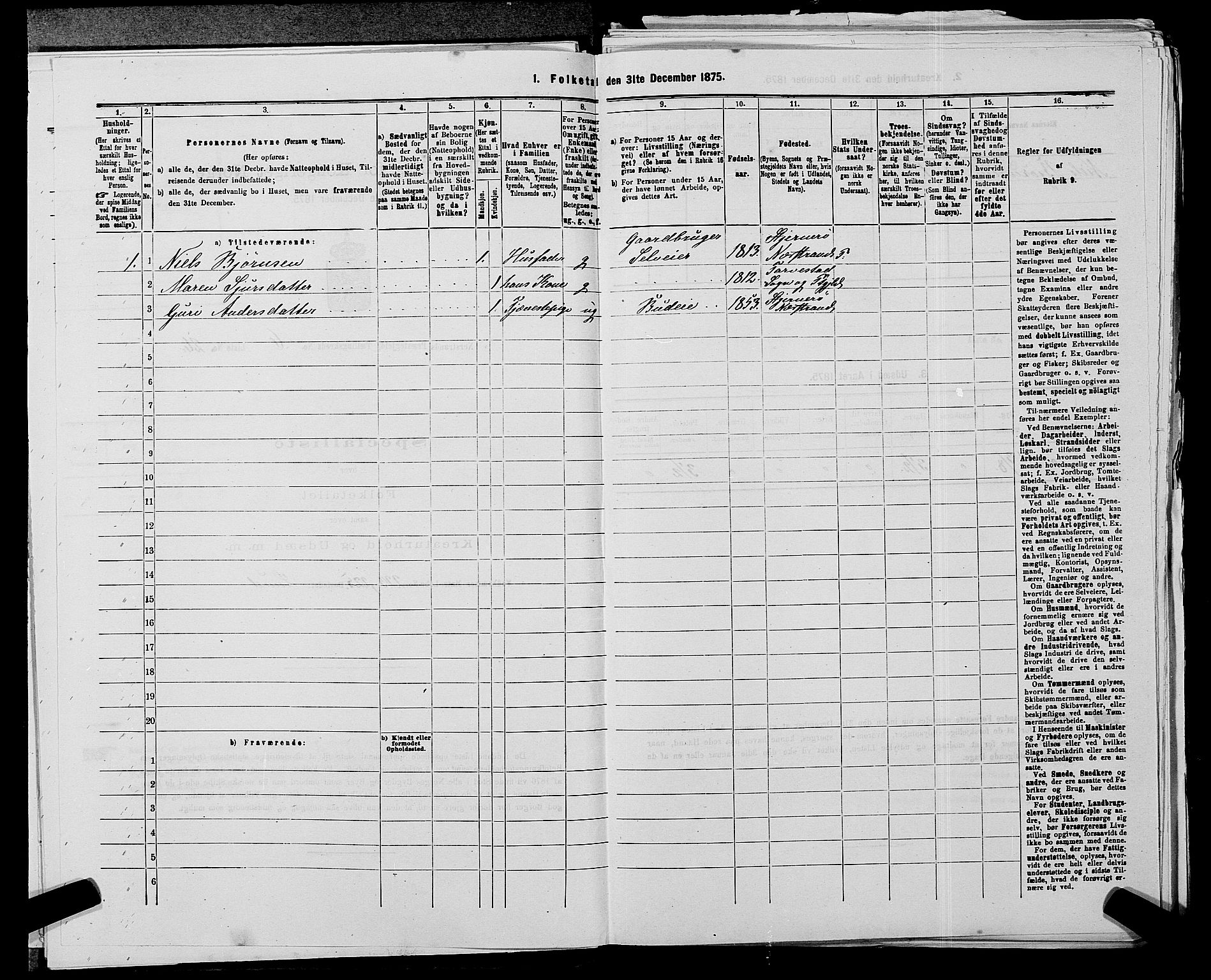 SAST, 1875 census for 1139P Nedstrand, 1875, p. 691