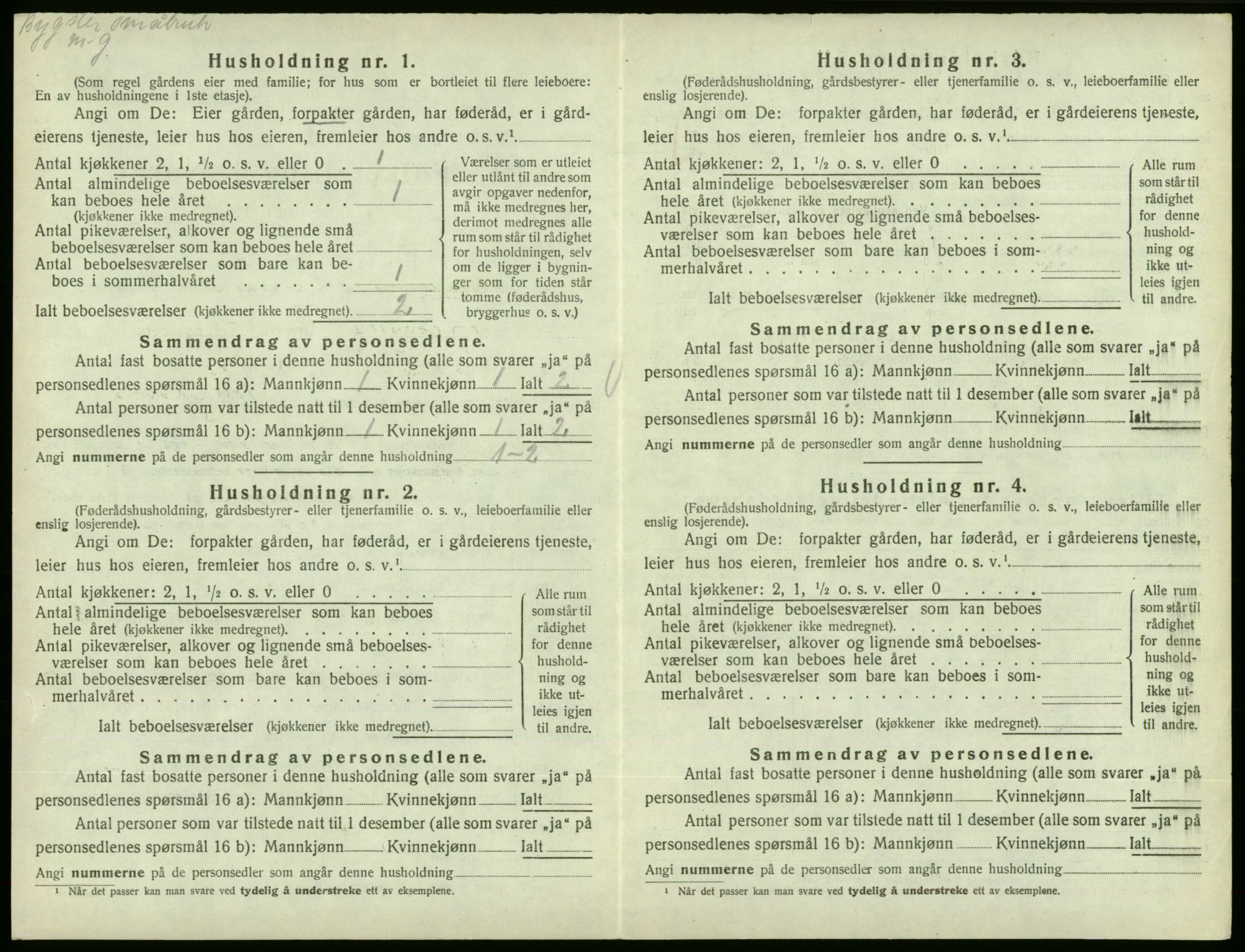 SAB, 1920 census for Fjelberg, 1920, p. 223