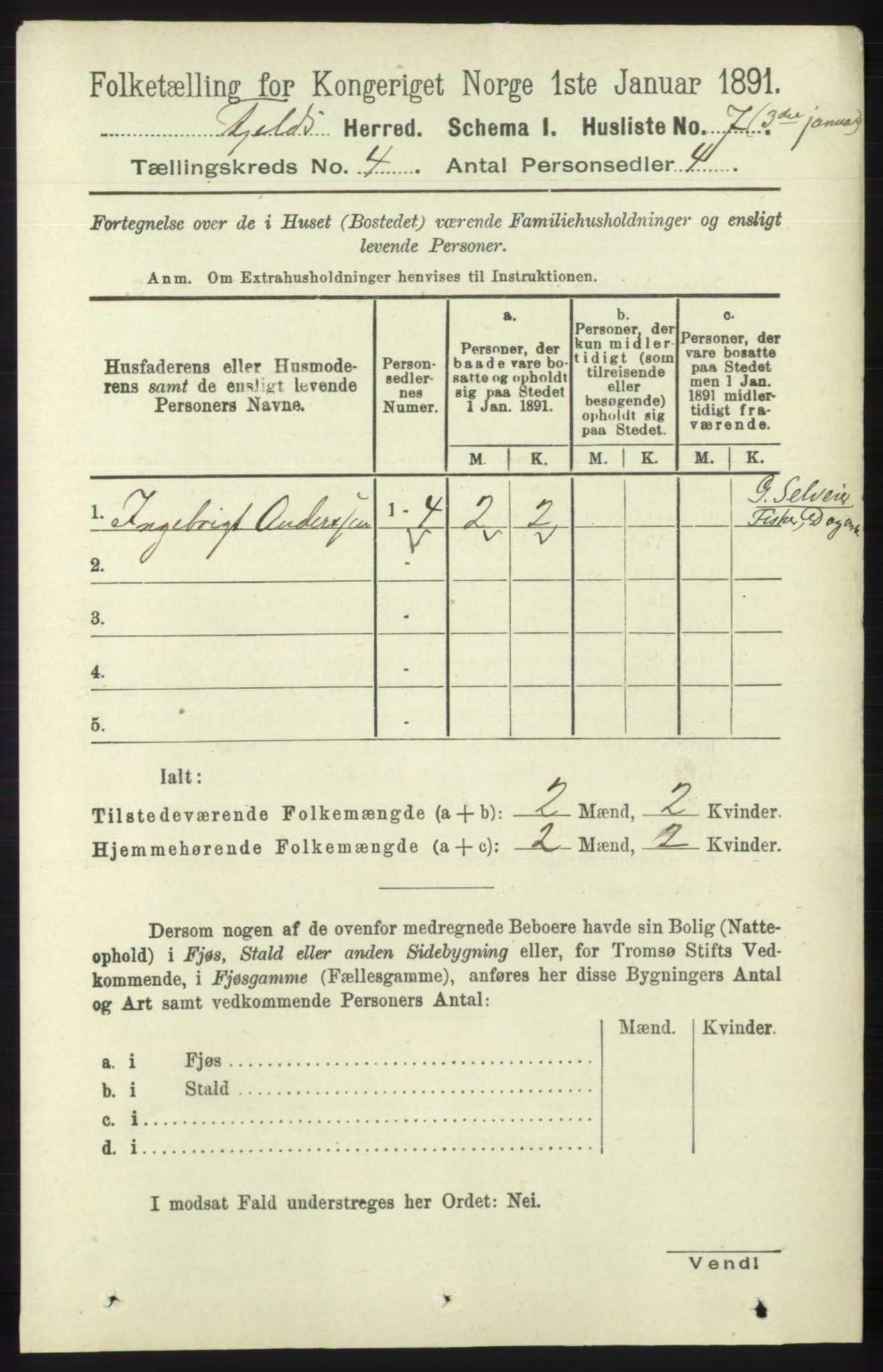 RA, 1891 census for 1246 Fjell, 1891, p. 1960