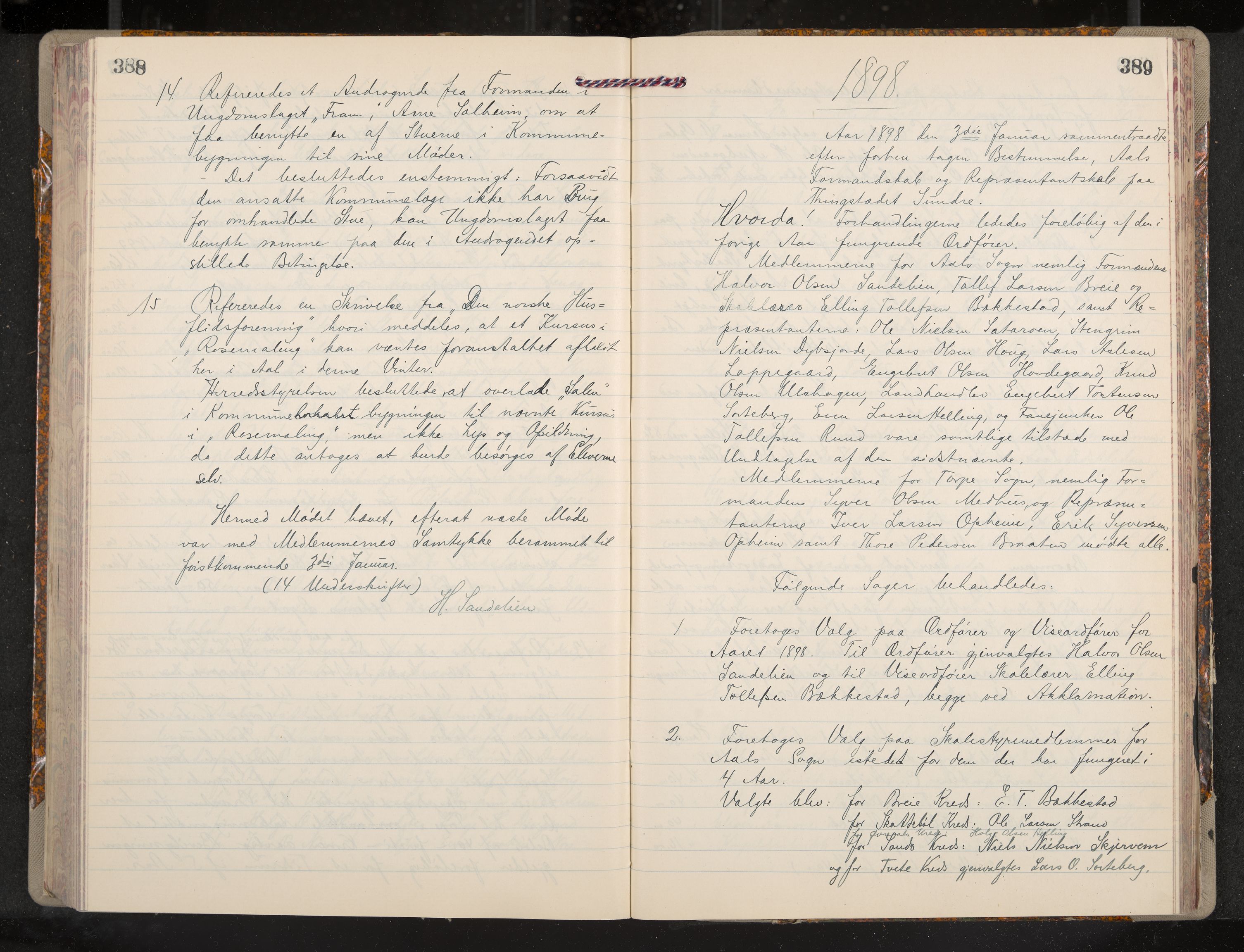 Ål formannskap og sentraladministrasjon, IKAK/0619021/A/Aa/L0004: Utskrift av møtebok, 1881-1901, p. 388-389