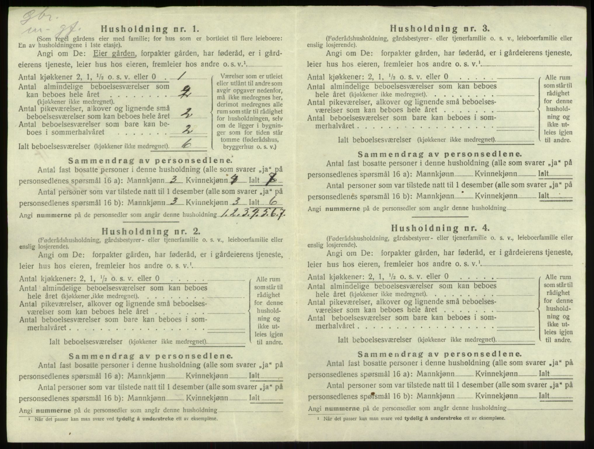 SAB, 1920 census for Innvik, 1920, p. 1010