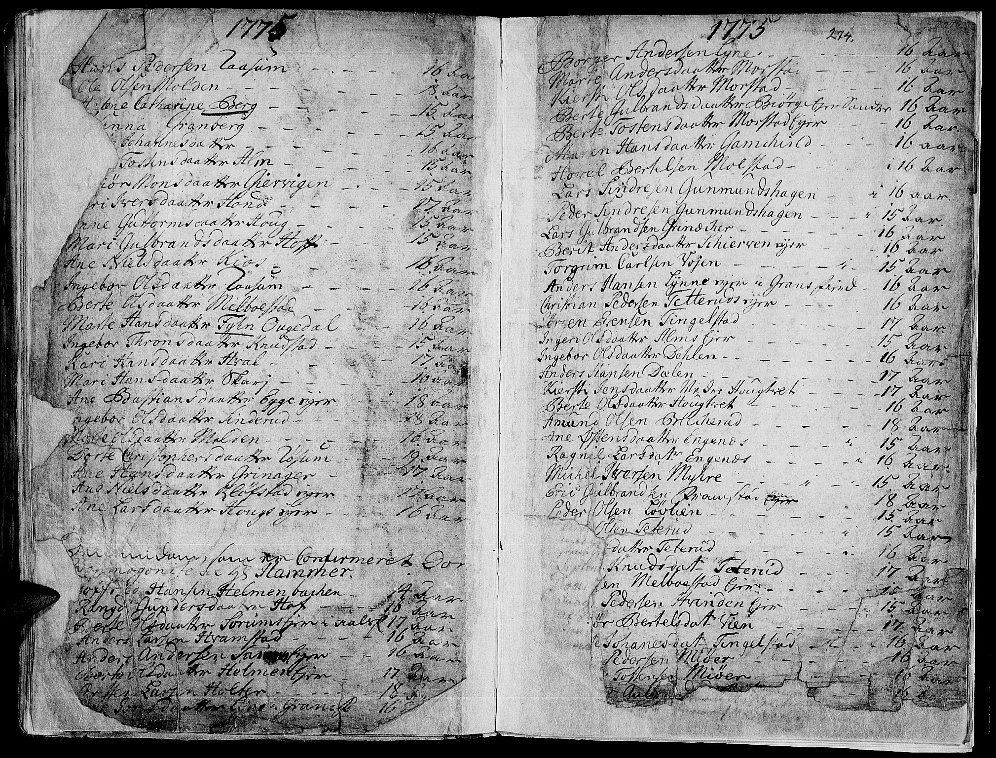 Gran prestekontor, AV/SAH-PREST-112/H/Ha/Haa/L0004: Parish register (official) no. 4, 1759-1775, p. 274