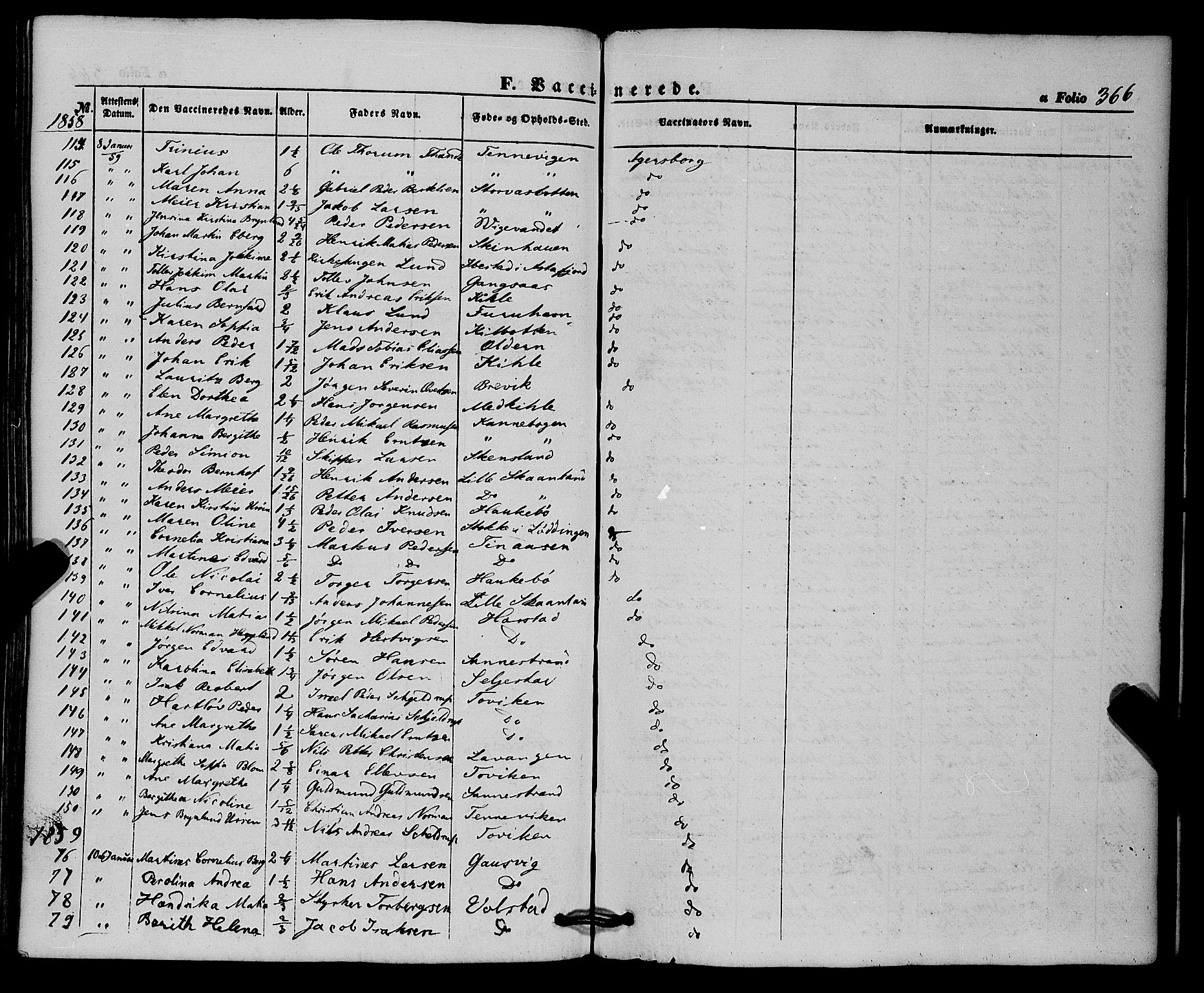 Trondenes sokneprestkontor, SATØ/S-1319/H/Ha/L0011kirke: Parish register (official) no. 11, 1853-1862, p. 366