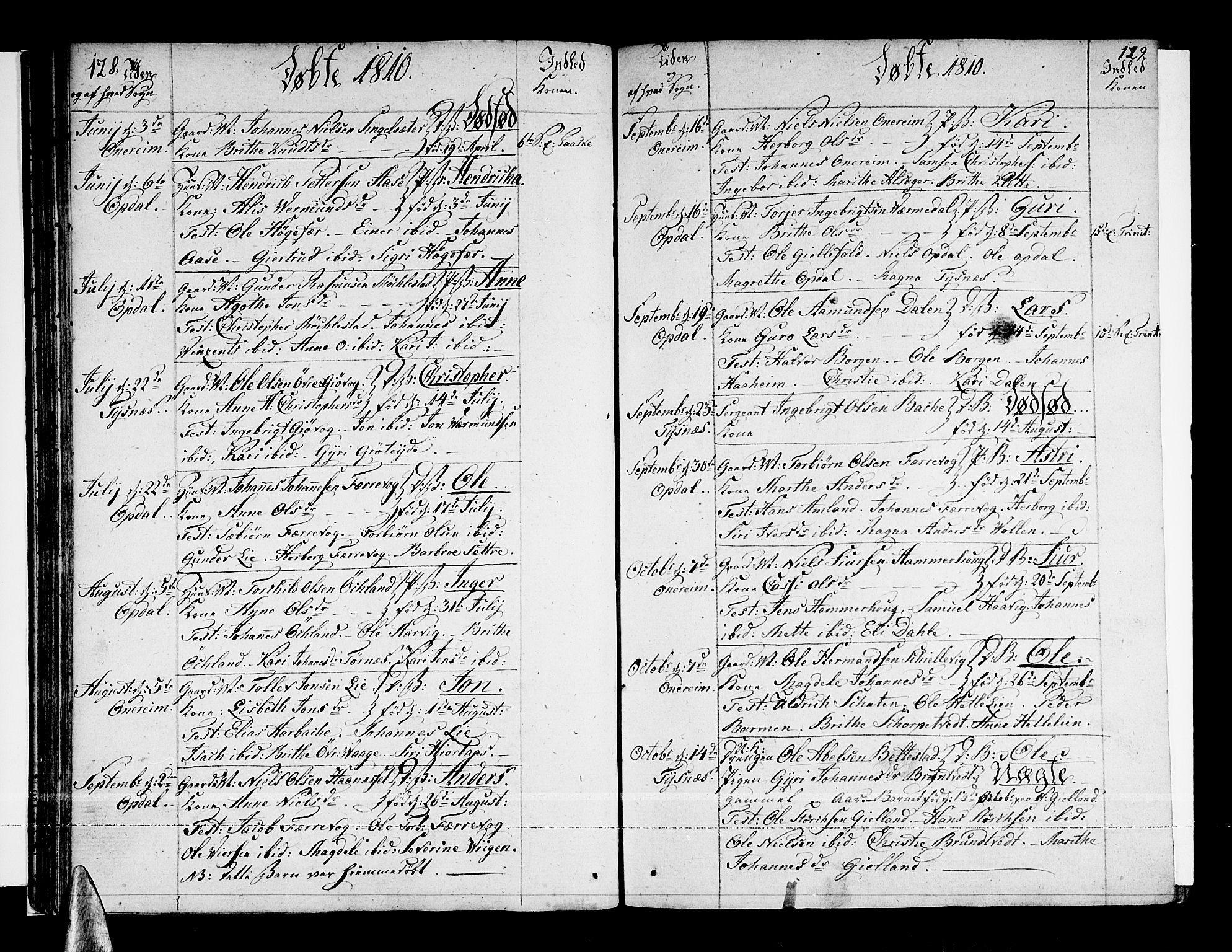 Tysnes sokneprestembete, SAB/A-78601/H/Haa: Parish register (official) no. A 6, 1804-1816, p. 128-129