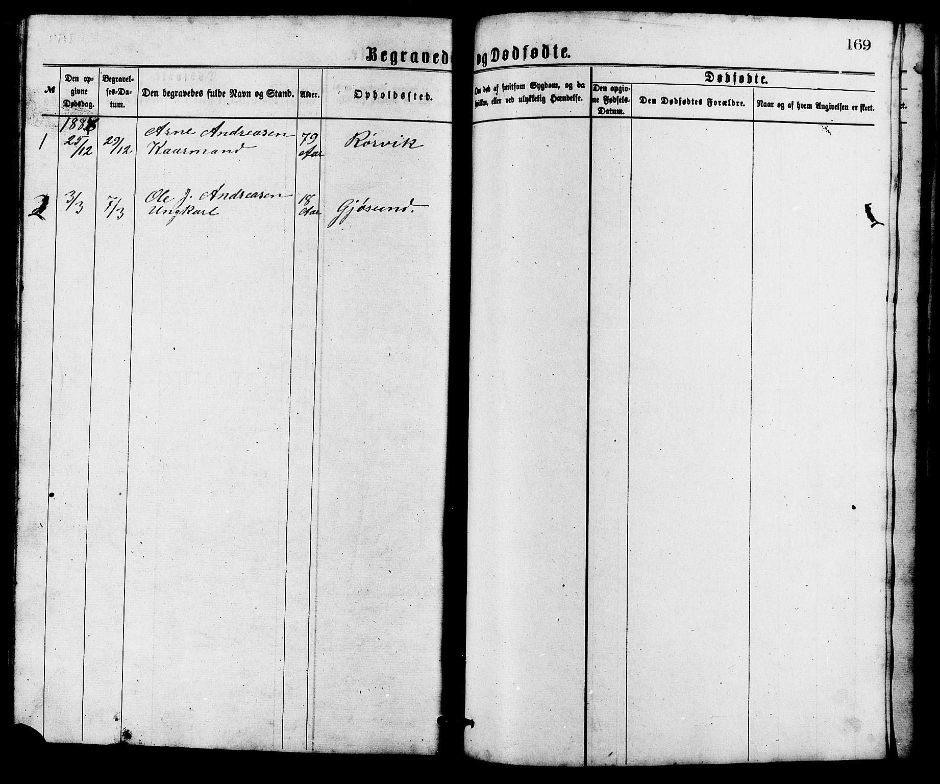 Ministerialprotokoller, klokkerbøker og fødselsregistre - Møre og Romsdal, SAT/A-1454/537/L0521: Parish register (copy) no. 537C02, 1869-1888, p. 169