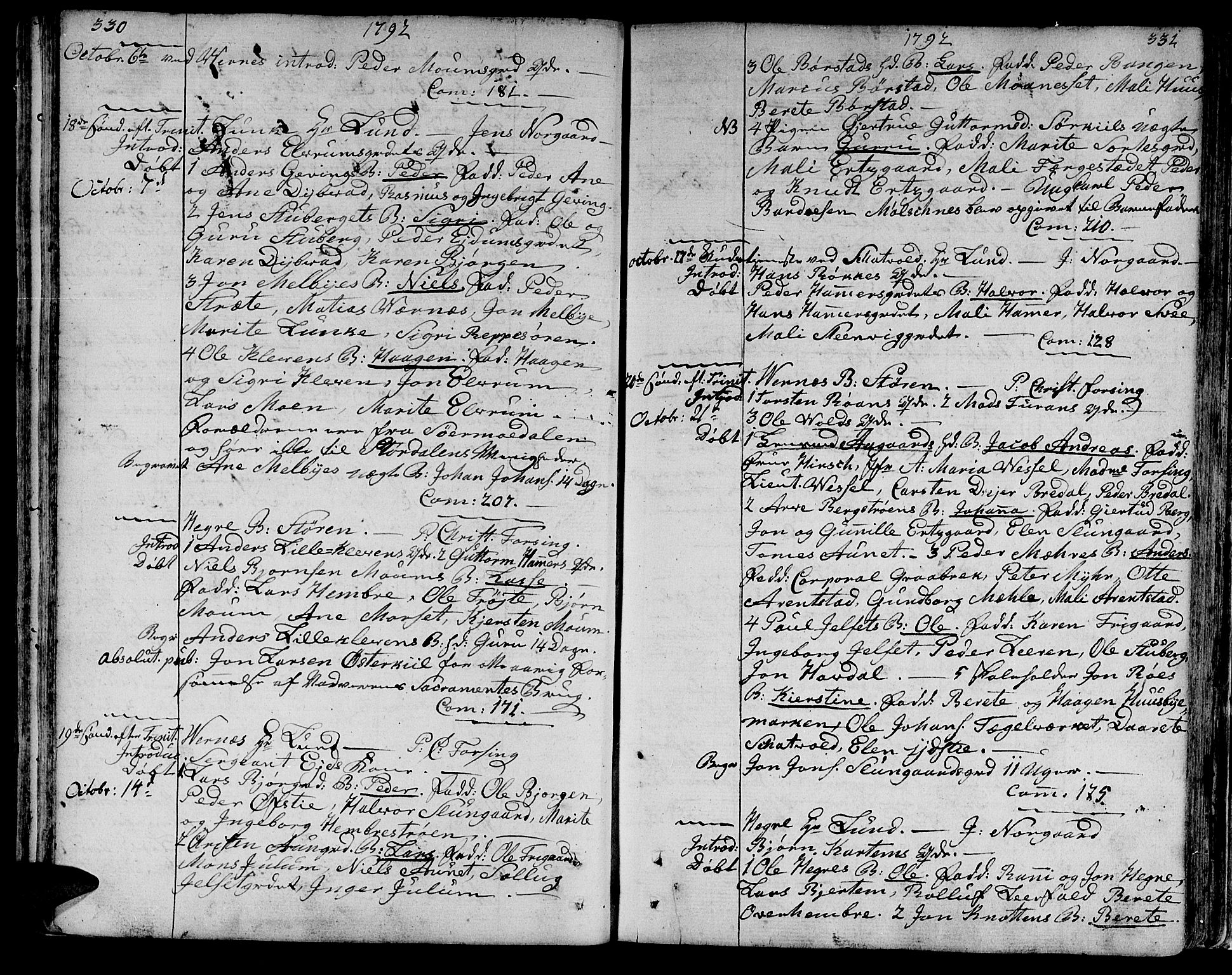 Ministerialprotokoller, klokkerbøker og fødselsregistre - Nord-Trøndelag, AV/SAT-A-1458/709/L0059: Parish register (official) no. 709A06, 1781-1797, p. 330-331