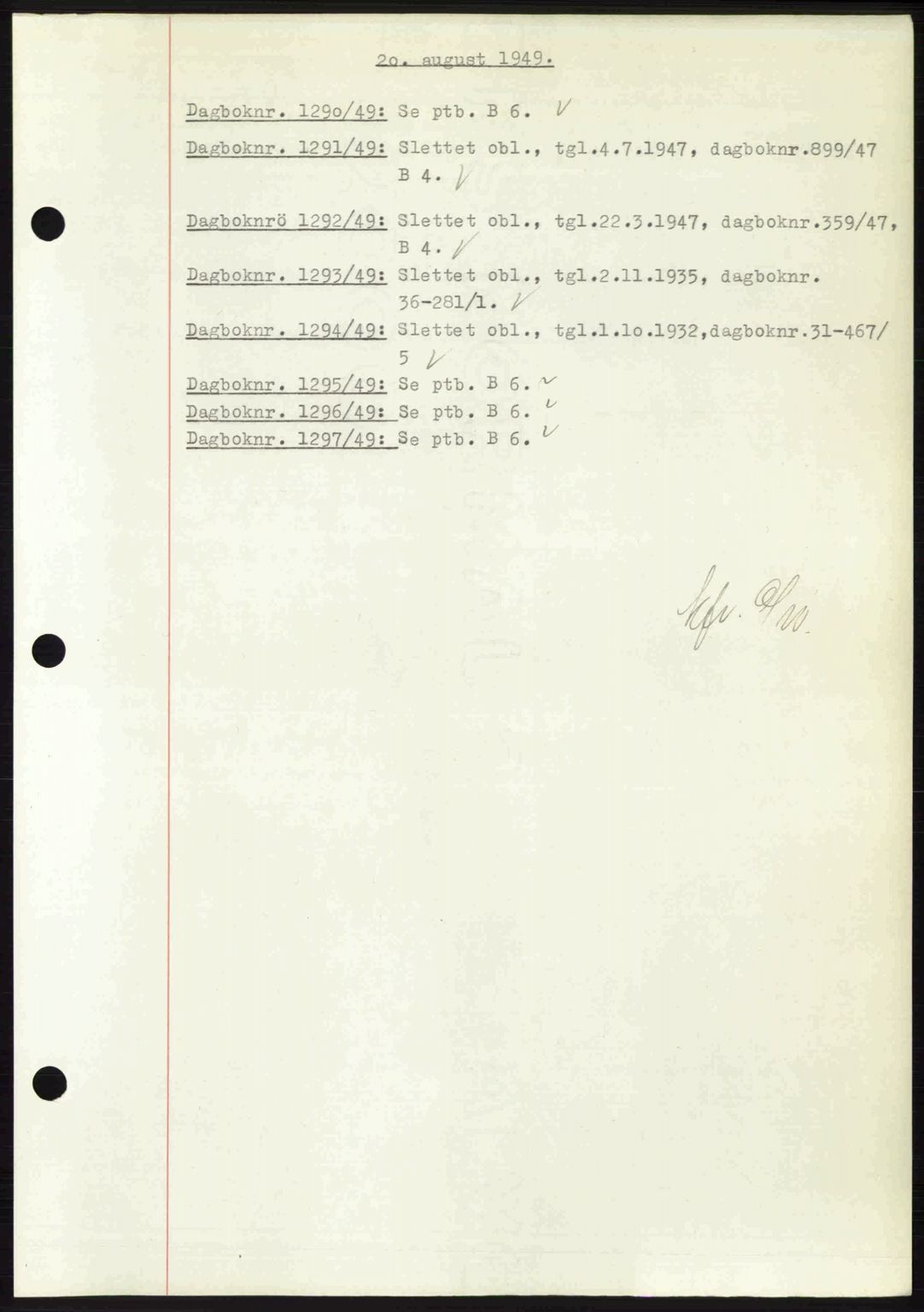Nedenes sorenskriveri, SAK/1221-0006/G/Gb/Gba/L0061: Mortgage book no. A13, 1949-1949, Diary no: : 1290/1949