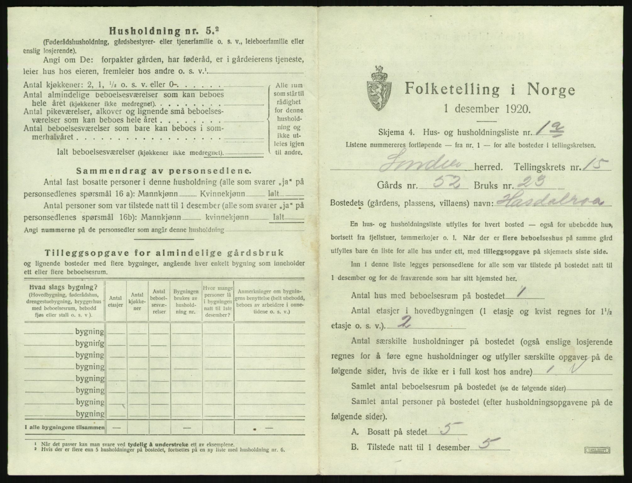 SAK, 1920 census for Søndeled, 1920, p. 1135