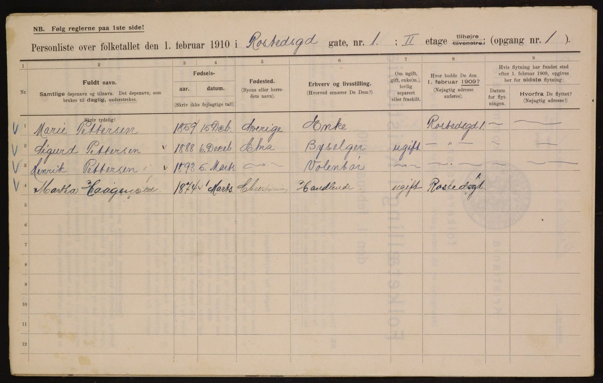 OBA, Municipal Census 1910 for Kristiania, 1910, p. 80436