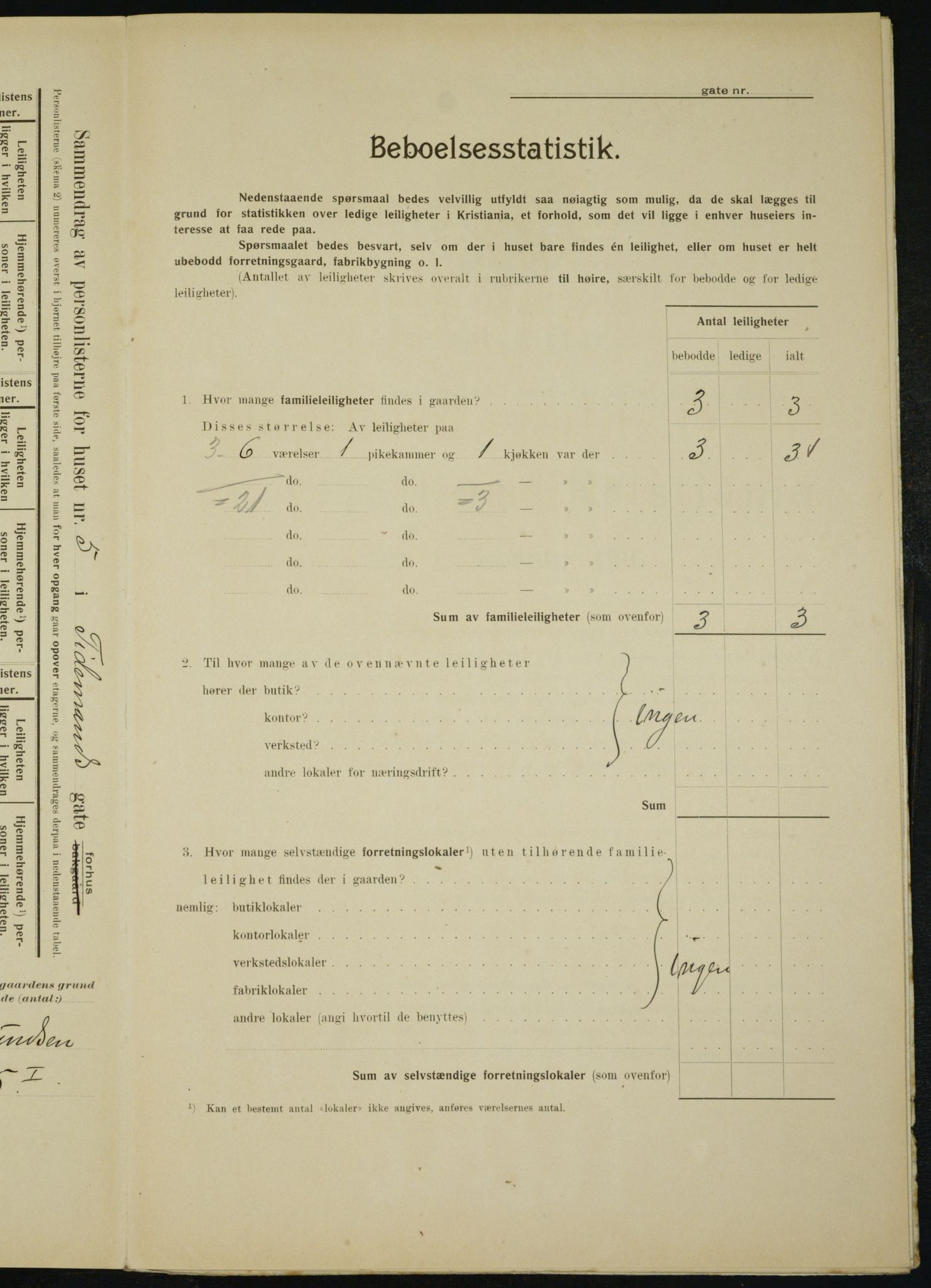 OBA, Municipal Census 1910 for Kristiania, 1910, p. 105704