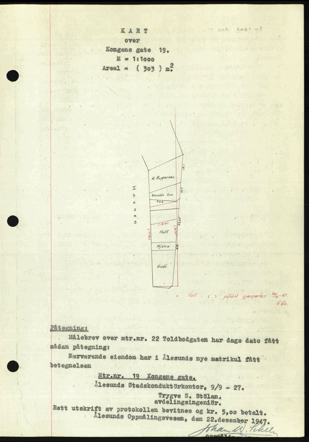 Ålesund byfogd, AV/SAT-A-4384: Mortgage book no. 37A (1), 1947-1949, Diary no: : 796/1947