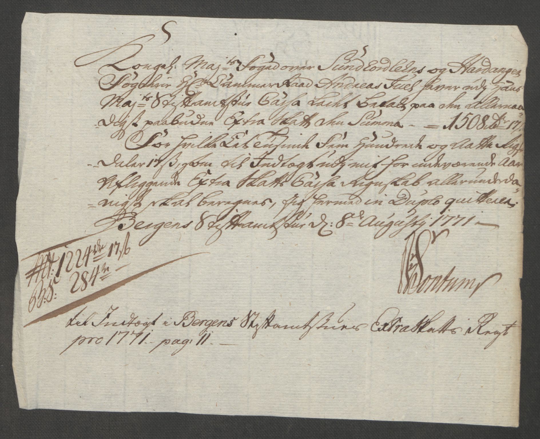 Rentekammeret inntil 1814, Reviderte regnskaper, Fogderegnskap, AV/RA-EA-4092/R48/L3136: Ekstraskatten Sunnhordland og Hardanger, 1762-1772, p. 226
