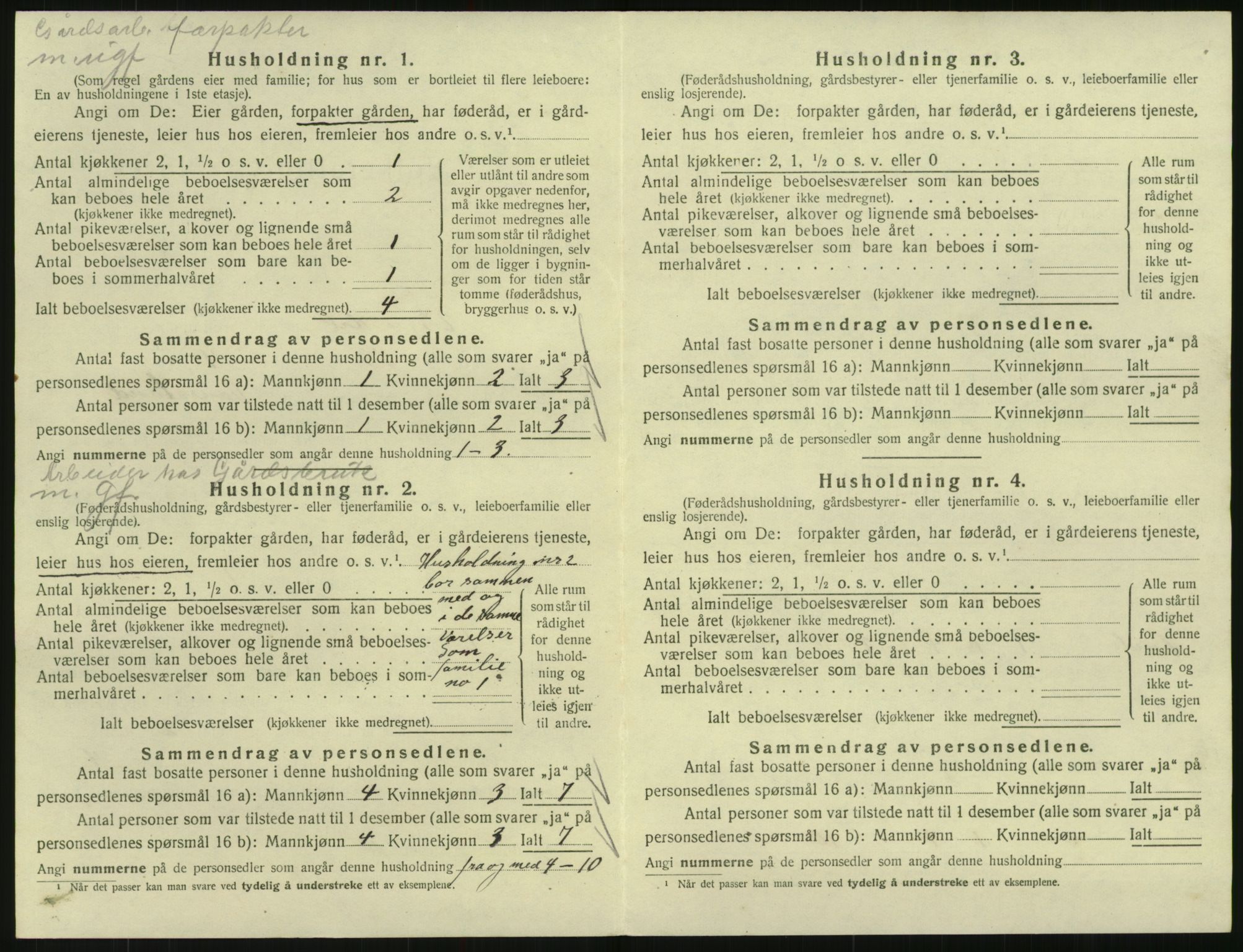 SAK, 1920 census for Vegusdal, 1920, p. 338