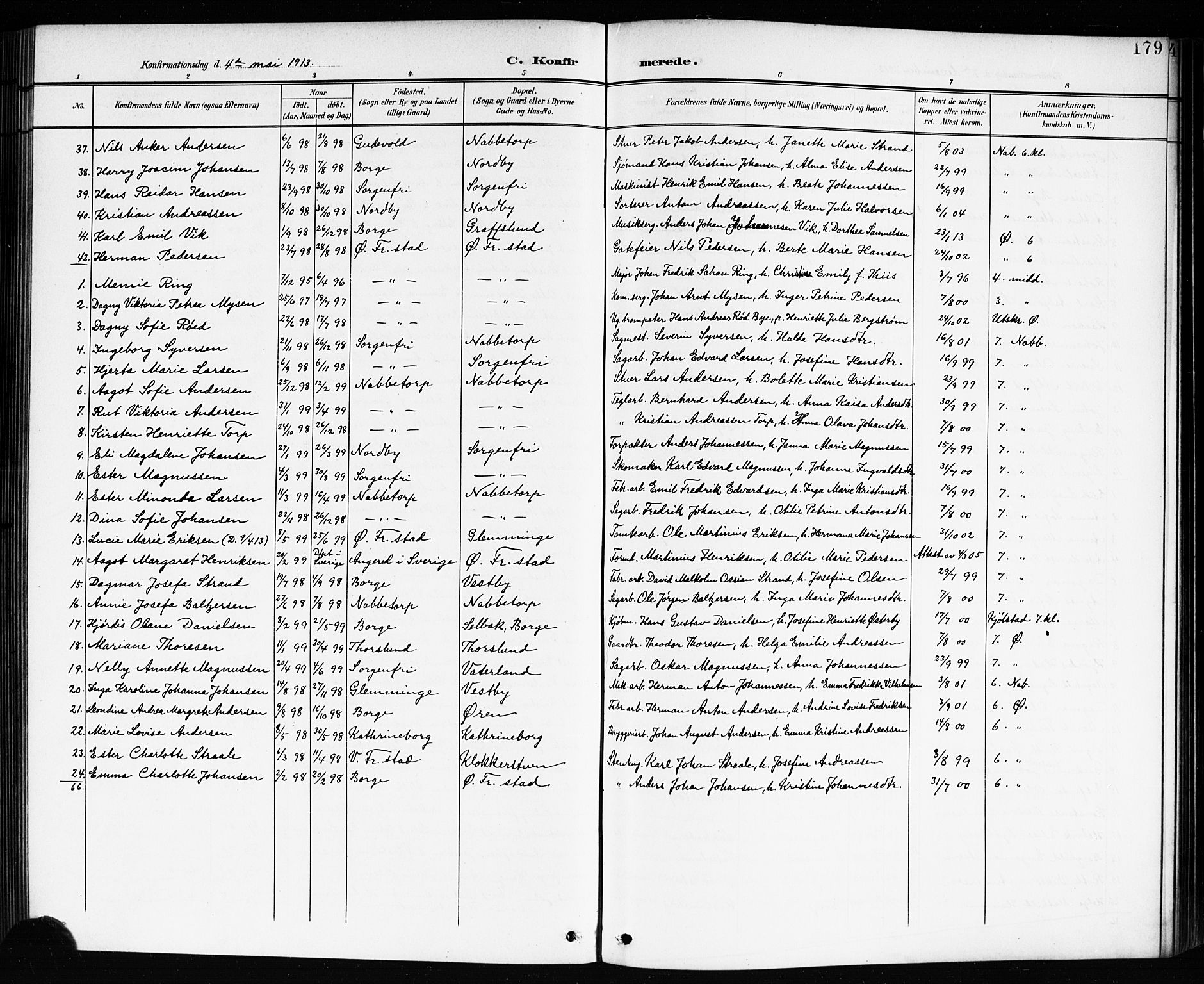 Østre Fredrikstad prestekontor Kirkebøker, SAO/A-10907/G/Ga/L0002: Parish register (copy) no. 2, 1900-1919, p. 179