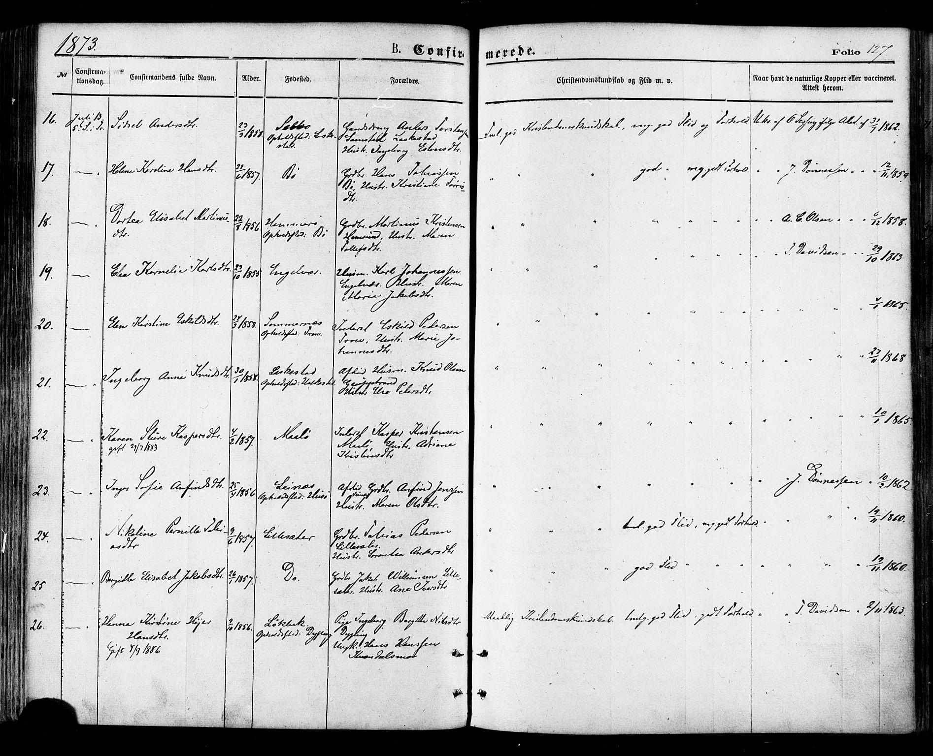 Ministerialprotokoller, klokkerbøker og fødselsregistre - Nordland, SAT/A-1459/855/L0802: Parish register (official) no. 855A10, 1875-1886, p. 127