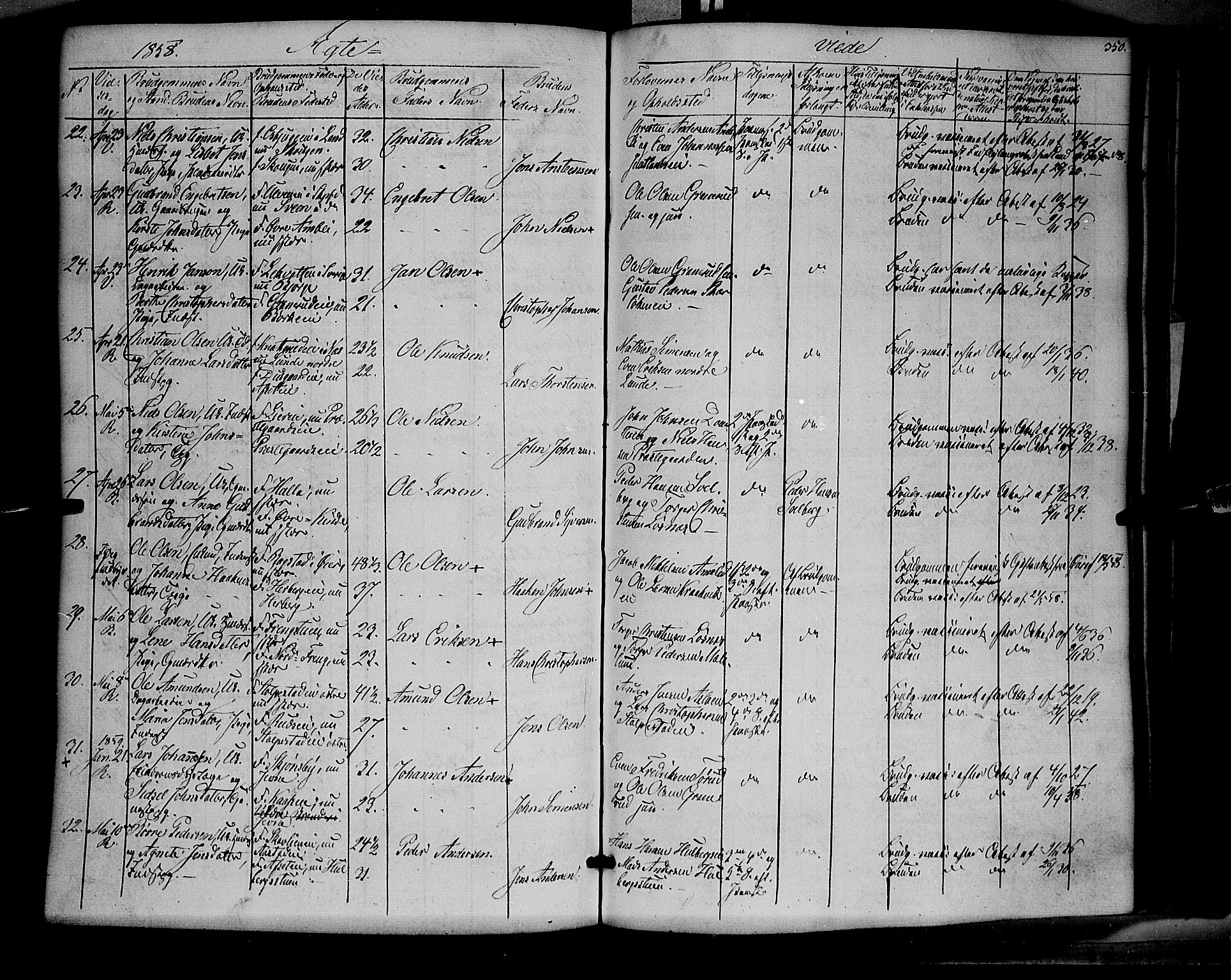 Ringsaker prestekontor, SAH/PREST-014/K/Ka/L0009: Parish register (official) no. 9, 1850-1860, p. 350