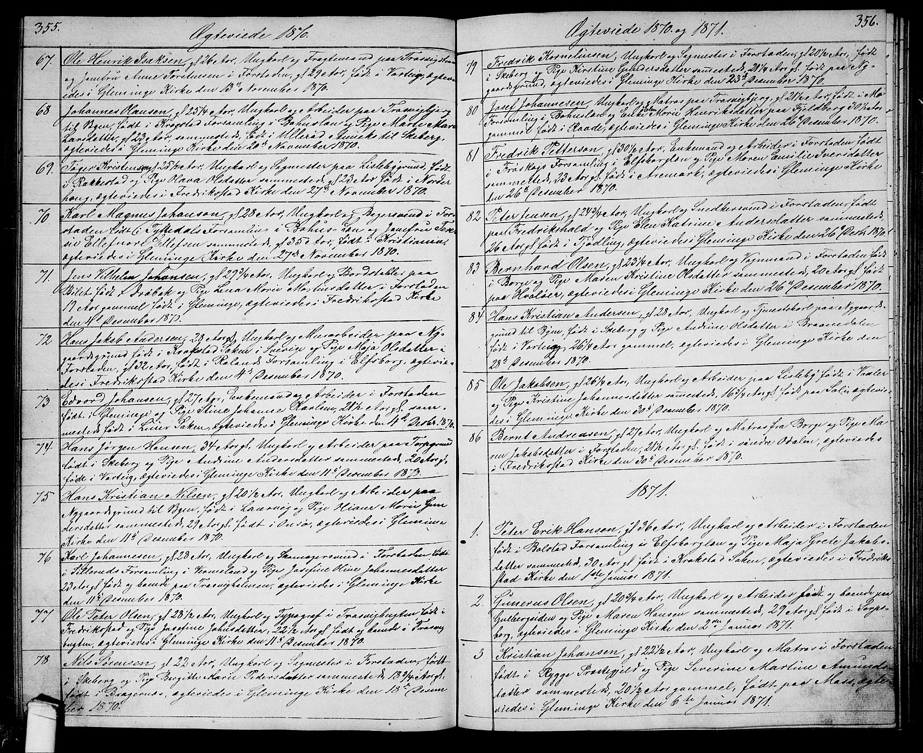 Glemmen prestekontor Kirkebøker, SAO/A-10908/G/Ga/L0004: Parish register (copy) no. 4, 1867-1875, p. 355-356