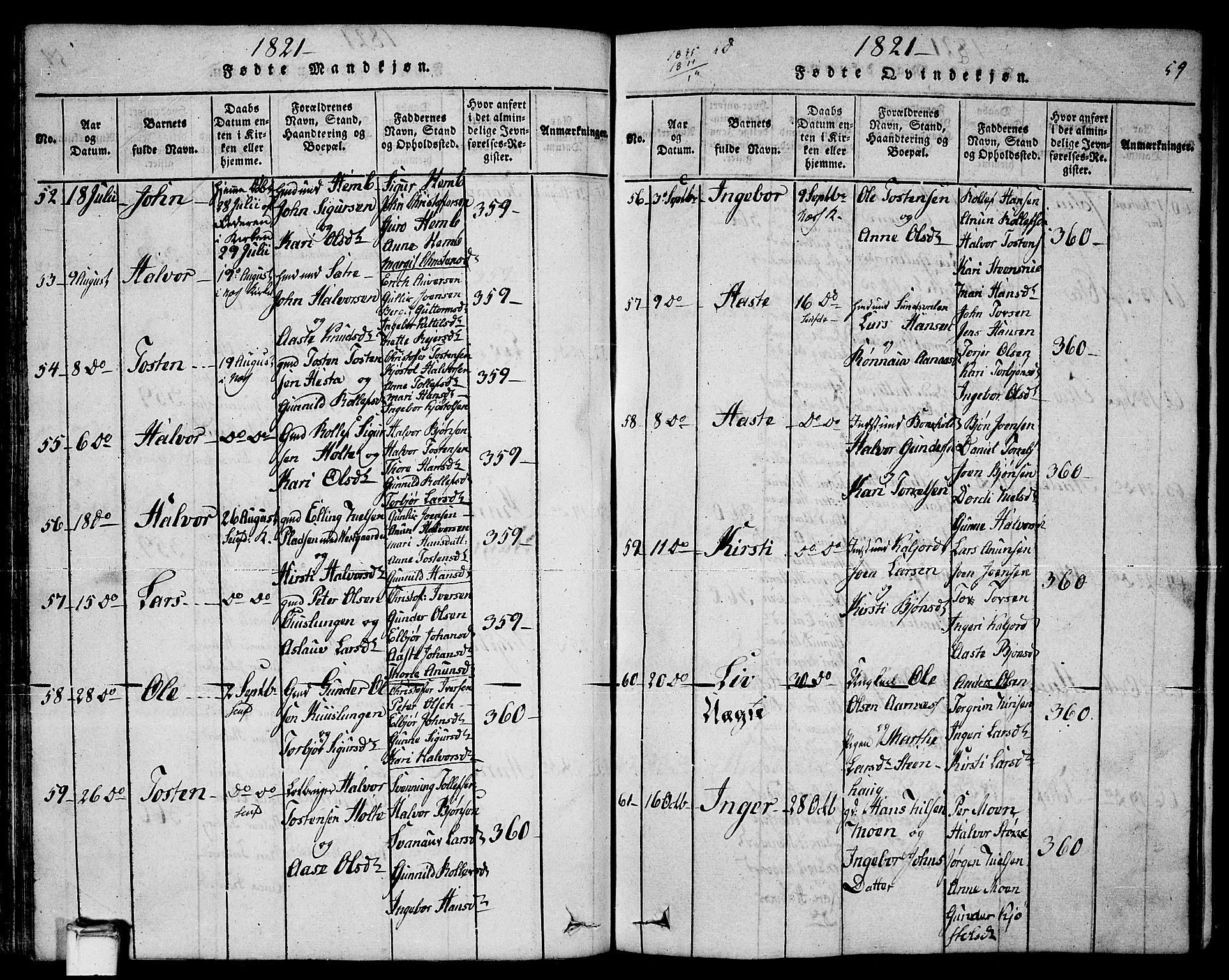 Sauherad kirkebøker, SAKO/A-298/F/Fa/L0005: Parish register (official) no. I 5, 1815-1829, p. 59