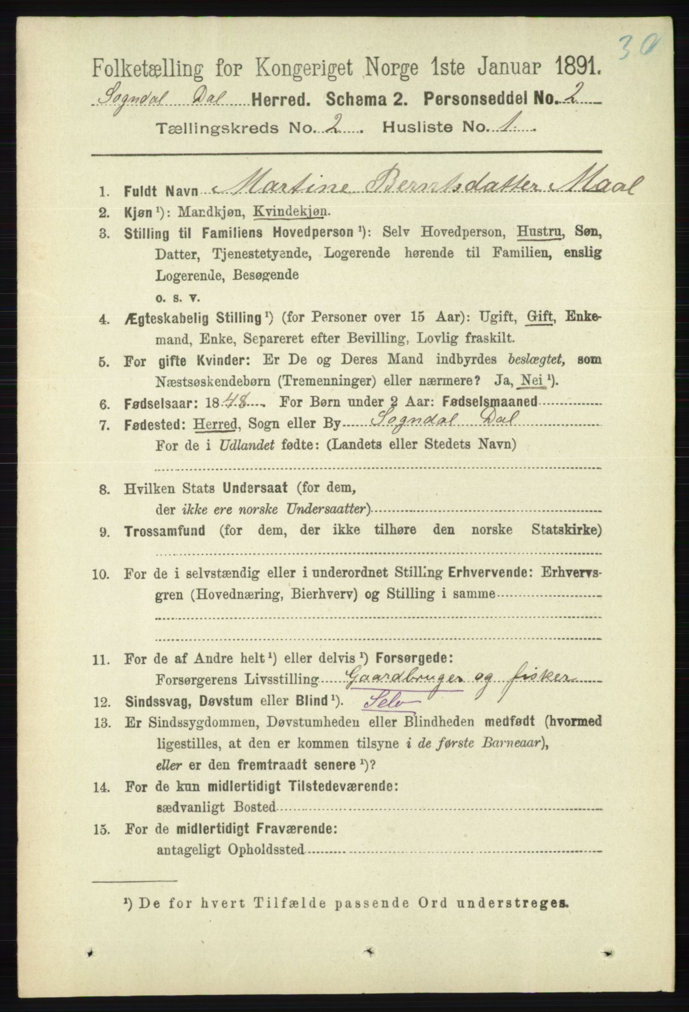 RA, 1891 census for 1111 Sokndal, 1891, p. 467