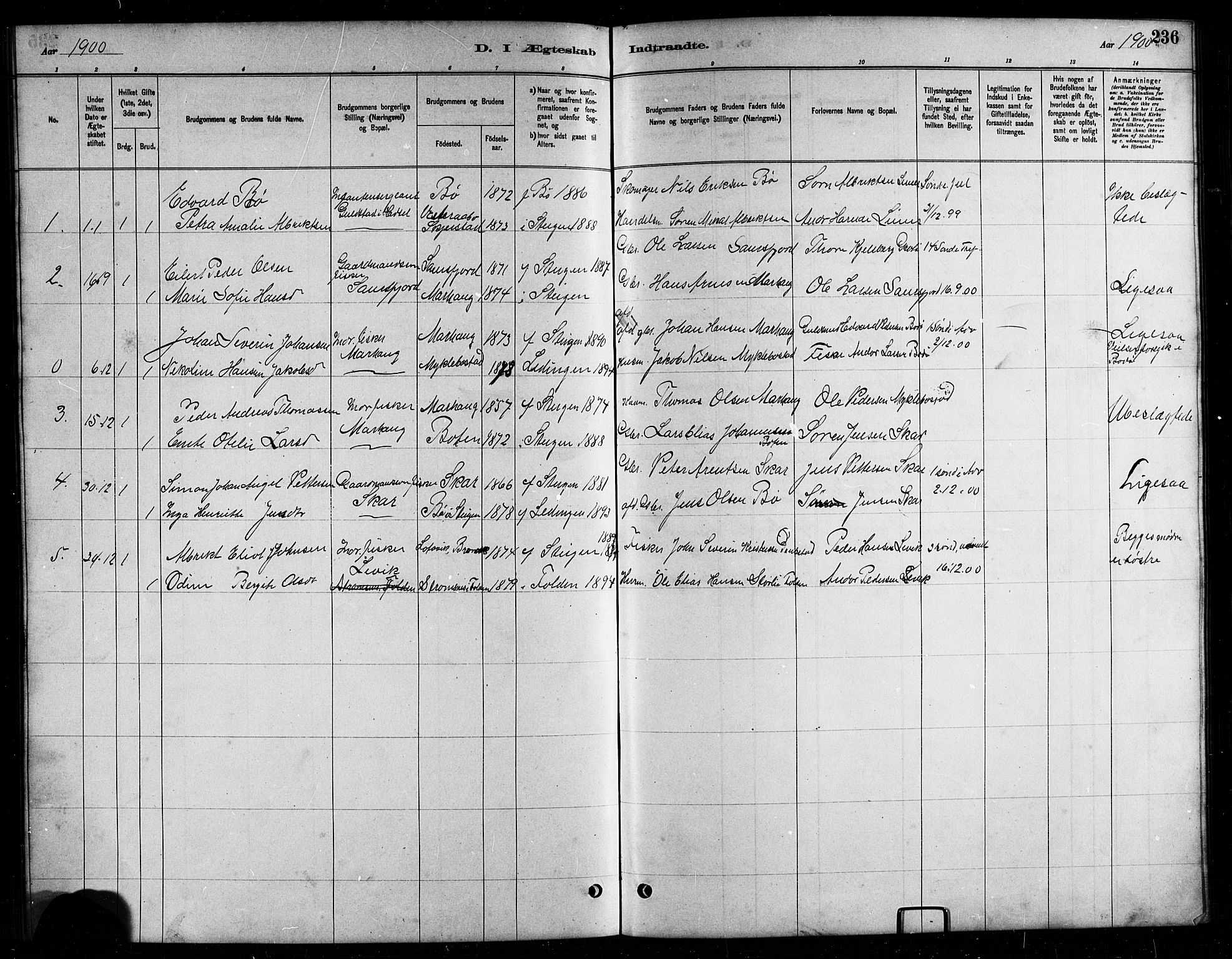 Ministerialprotokoller, klokkerbøker og fødselsregistre - Nordland, AV/SAT-A-1459/857/L0828: Parish register (copy) no. 857C03, 1879-1908, p. 236