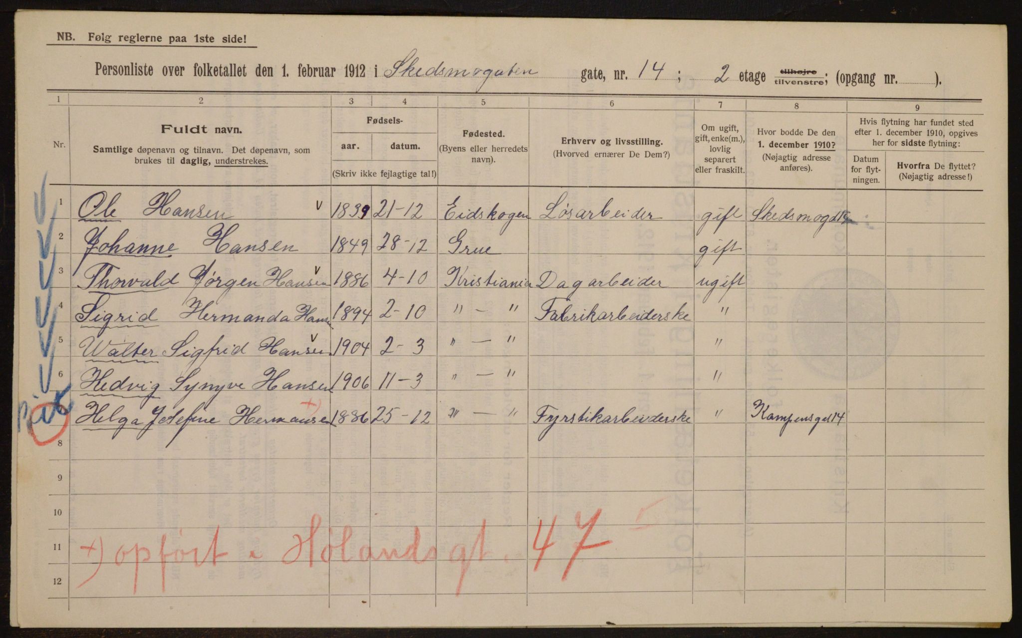 OBA, Municipal Census 1912 for Kristiania, 1912, p. 95689