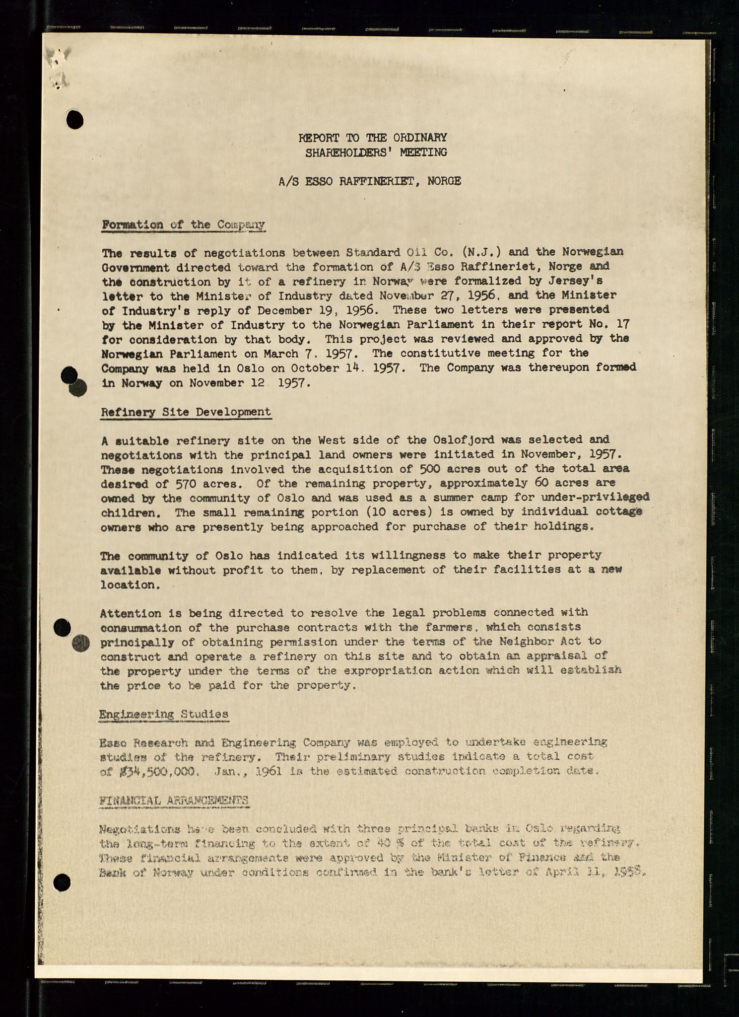 PA 1537 - A/S Essoraffineriet Norge, AV/SAST-A-101957/A/Aa/L0002/0001: Styremøter / Shareholder meetings, Board meeting minutes, 1957-1961, p. 40