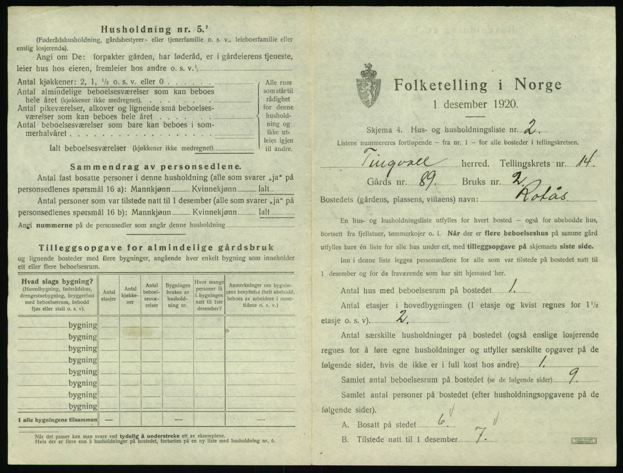 SAT, 1920 census for Tingvoll, 1920, p. 1004