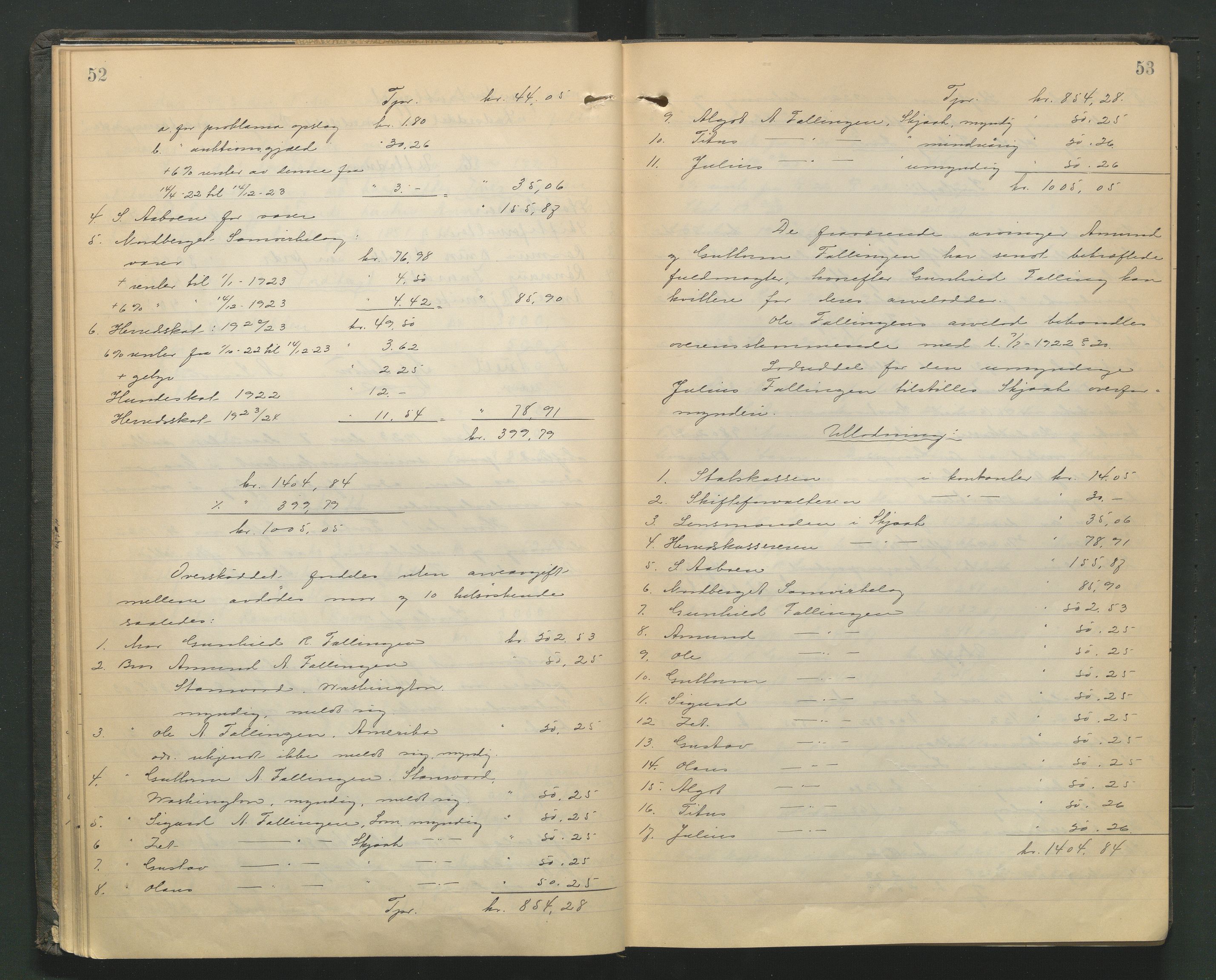 Nord-Gudbrandsdal tingrett, AV/SAH-TING-002/J/Jd/L0006: Skifteutlodningsprotokoll, 1923-1928, p. 52-53