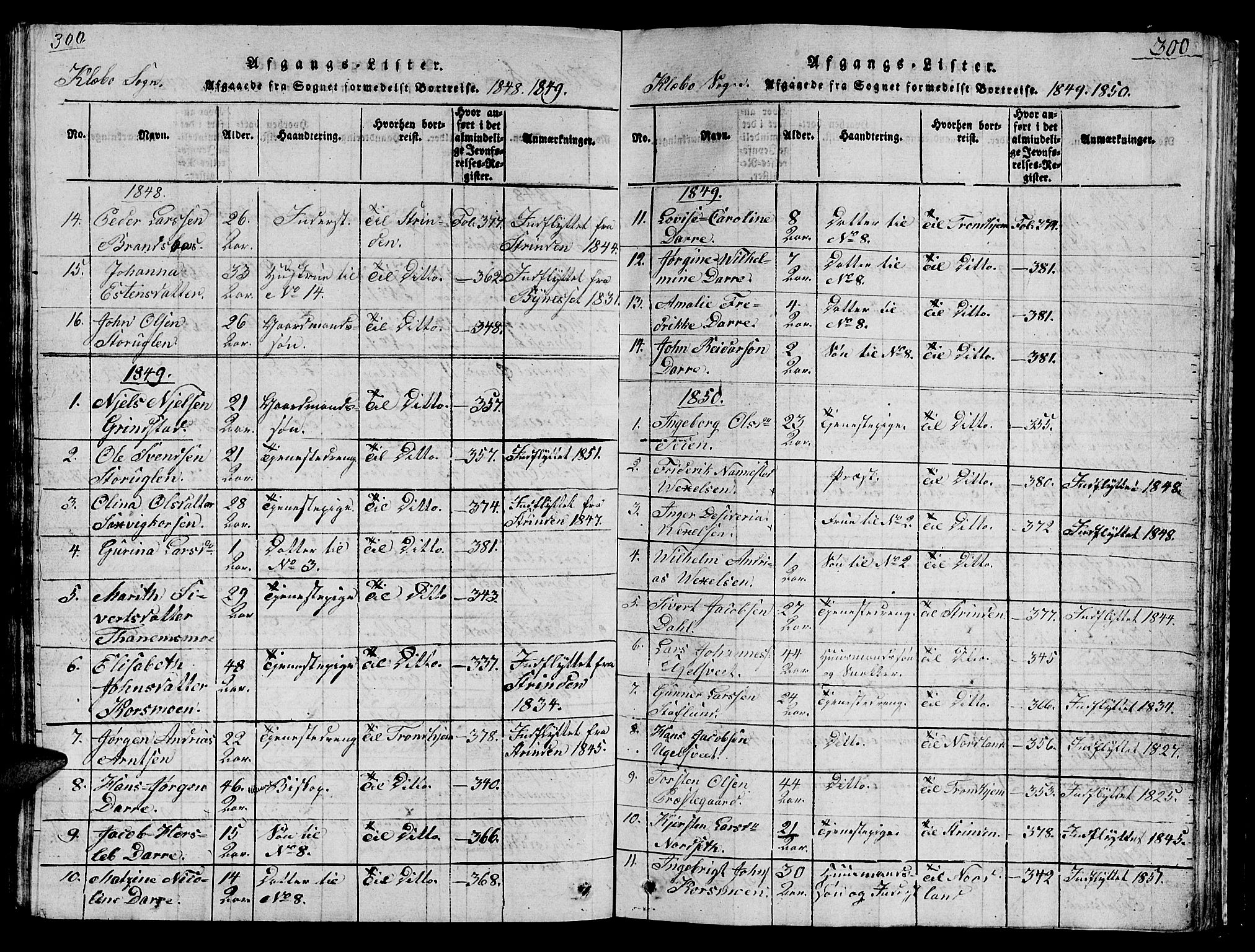 Ministerialprotokoller, klokkerbøker og fødselsregistre - Sør-Trøndelag, AV/SAT-A-1456/618/L0450: Parish register (copy) no. 618C01, 1816-1865, p. 300